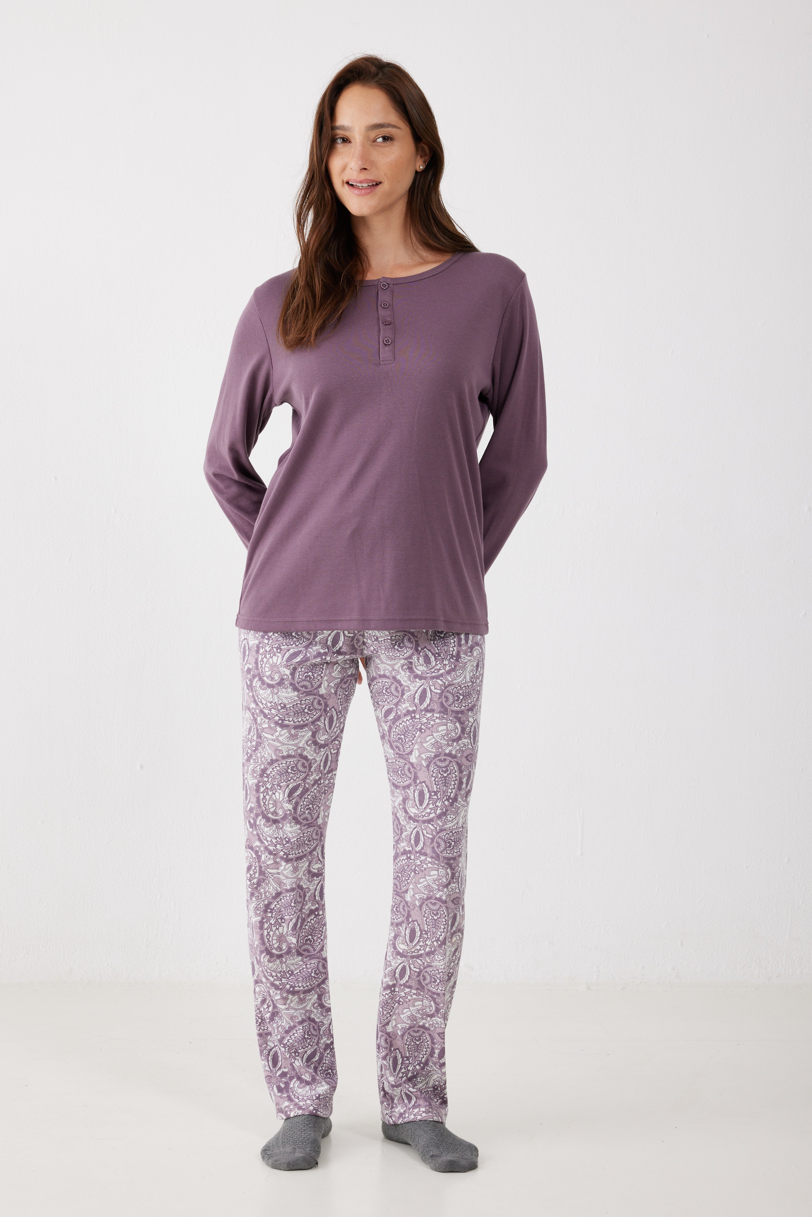 פיג'מת אינטרלוק - סגול