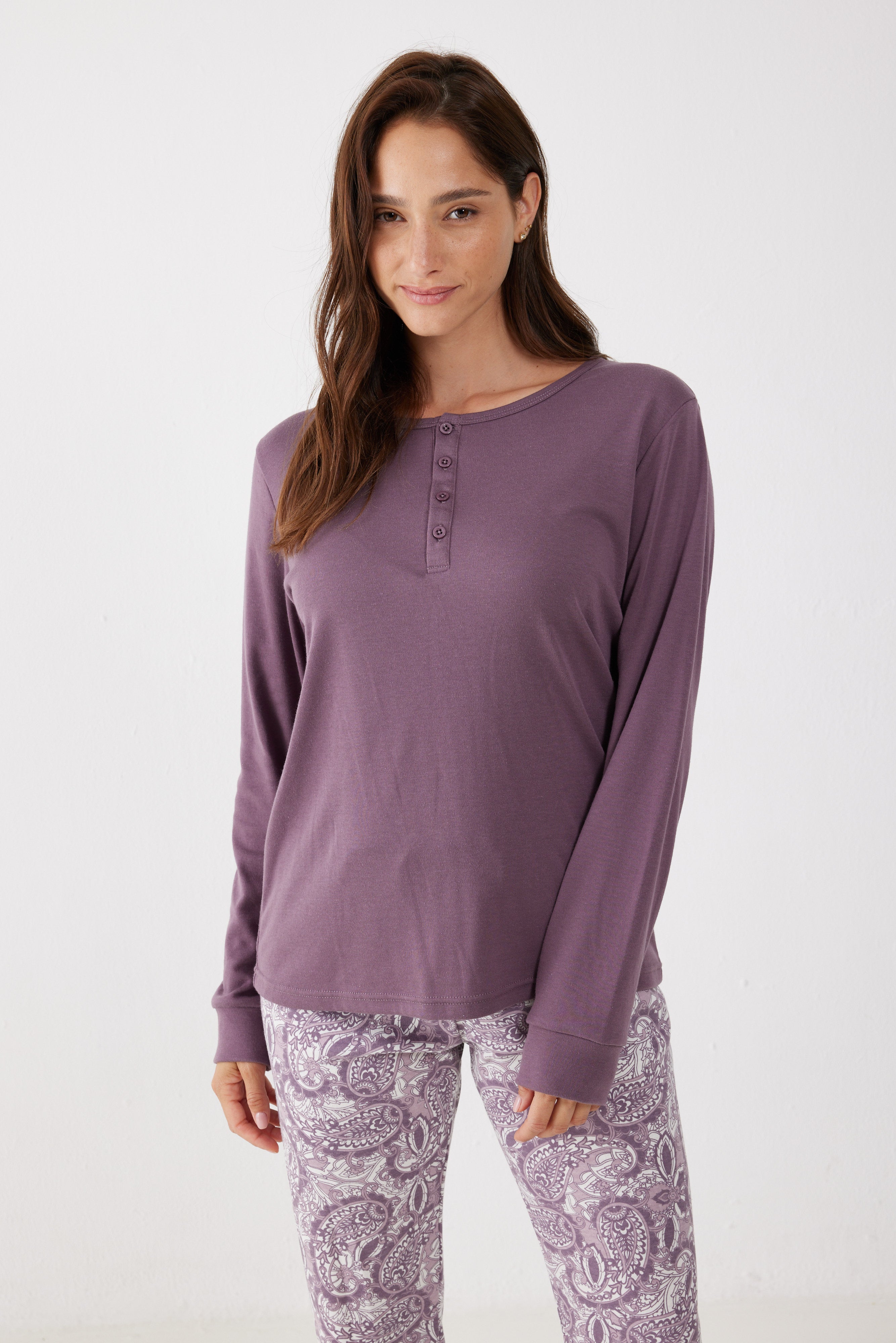 פיג'מת אינטרלוק - סגול