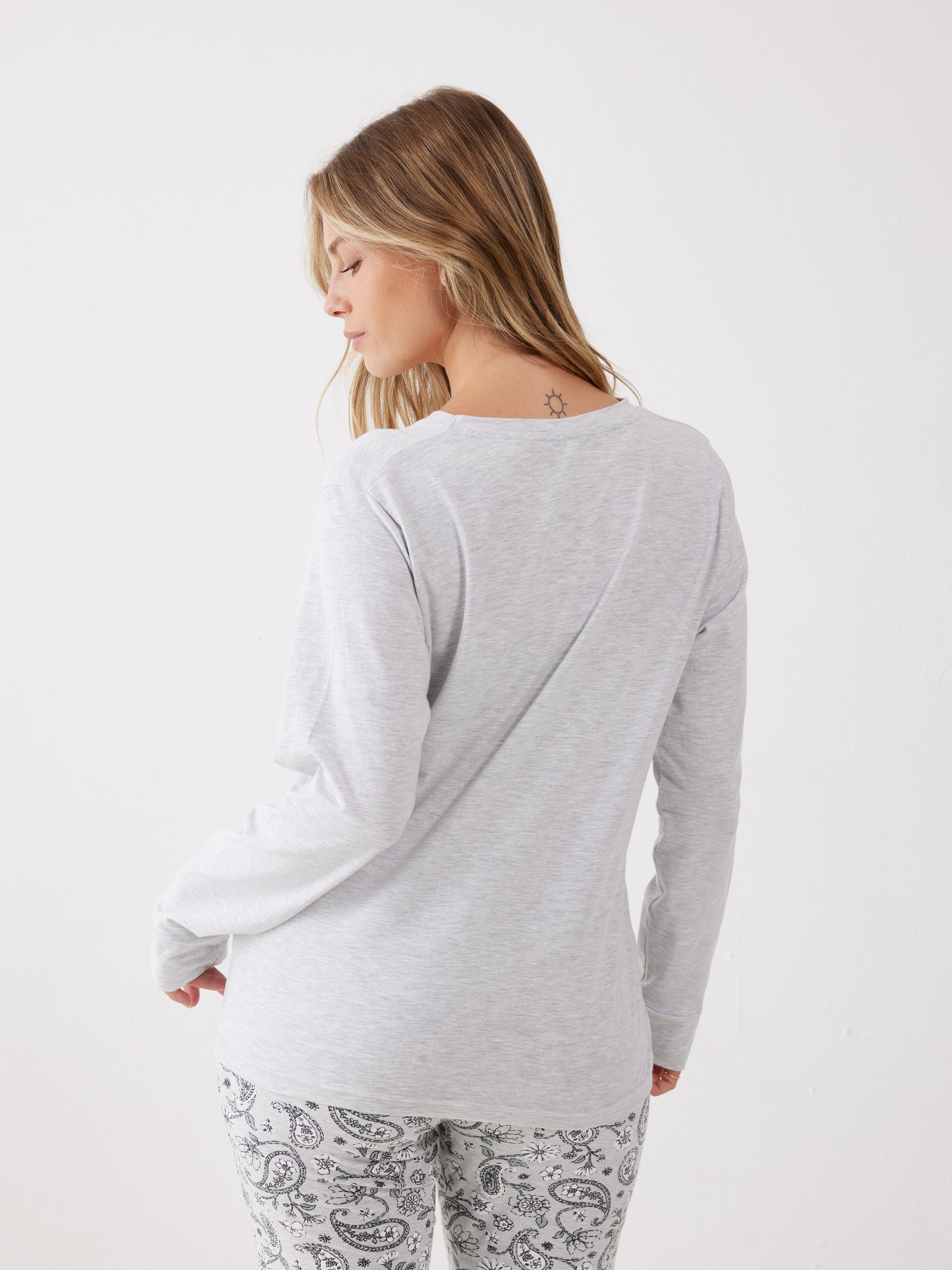 פיג'מה פייזלי ויסקוזה - אפור מלאנז