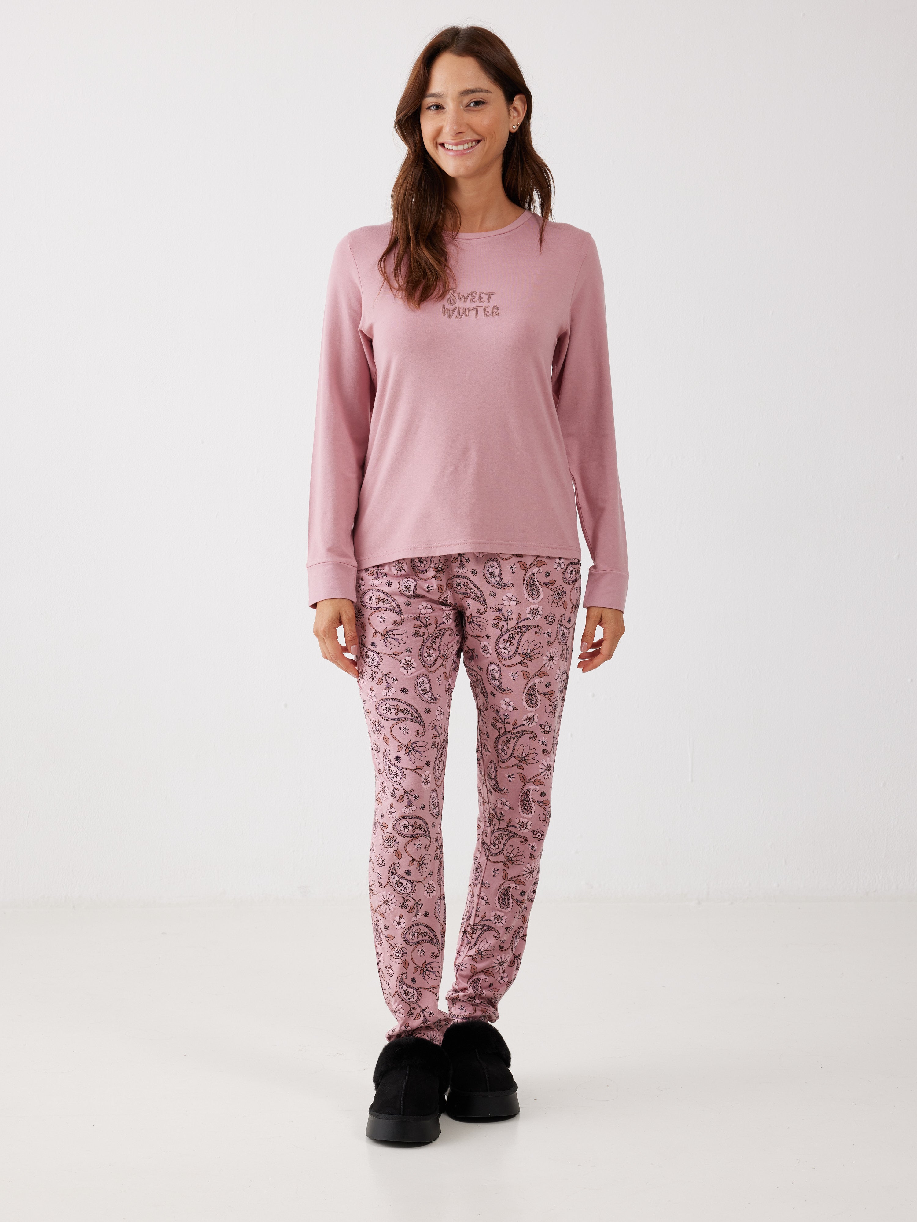 פיג'מה פייזלי ויסקוזה - ורוד מעושן