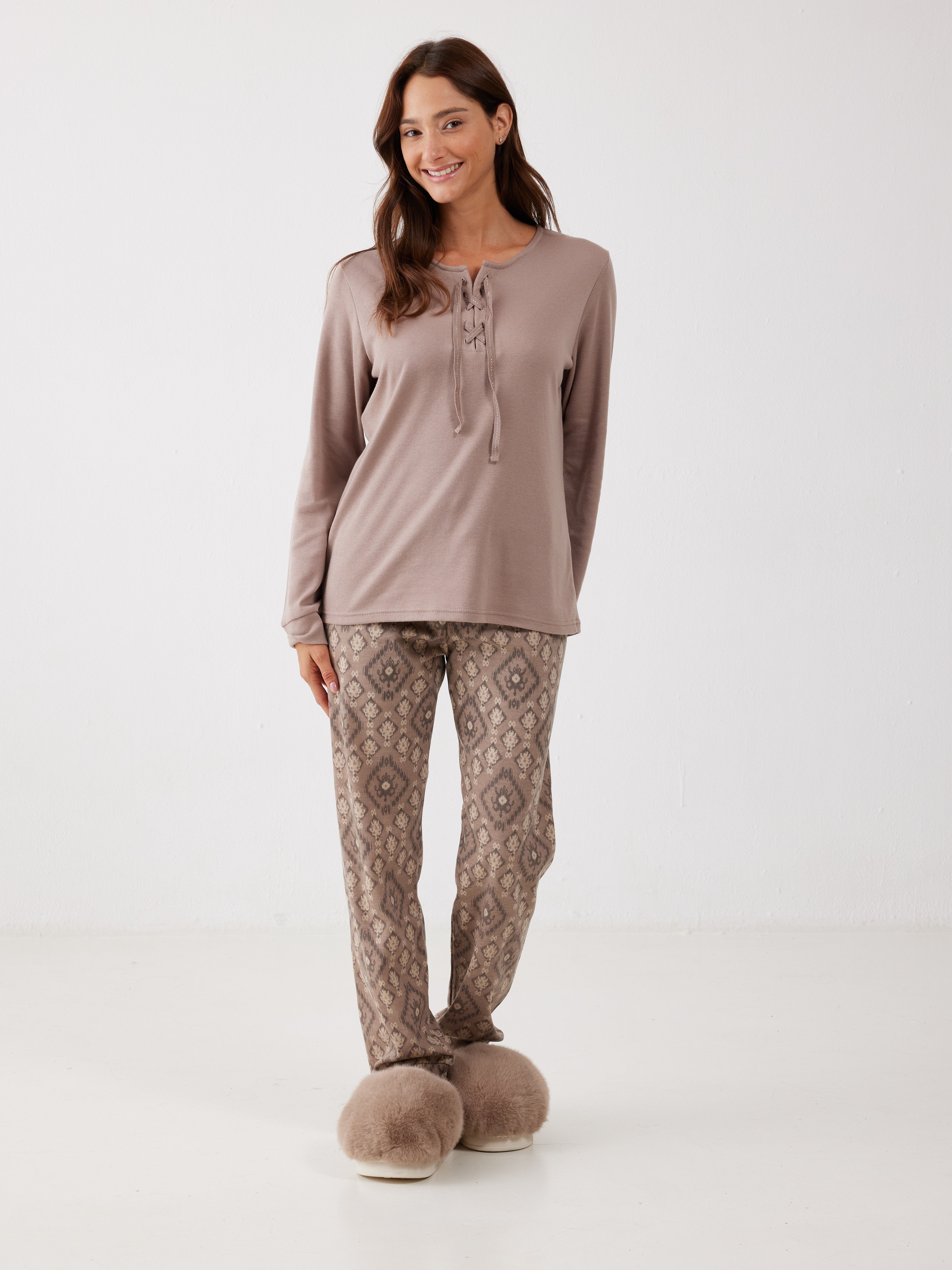 פיג'מה אינטרלוק - קפה