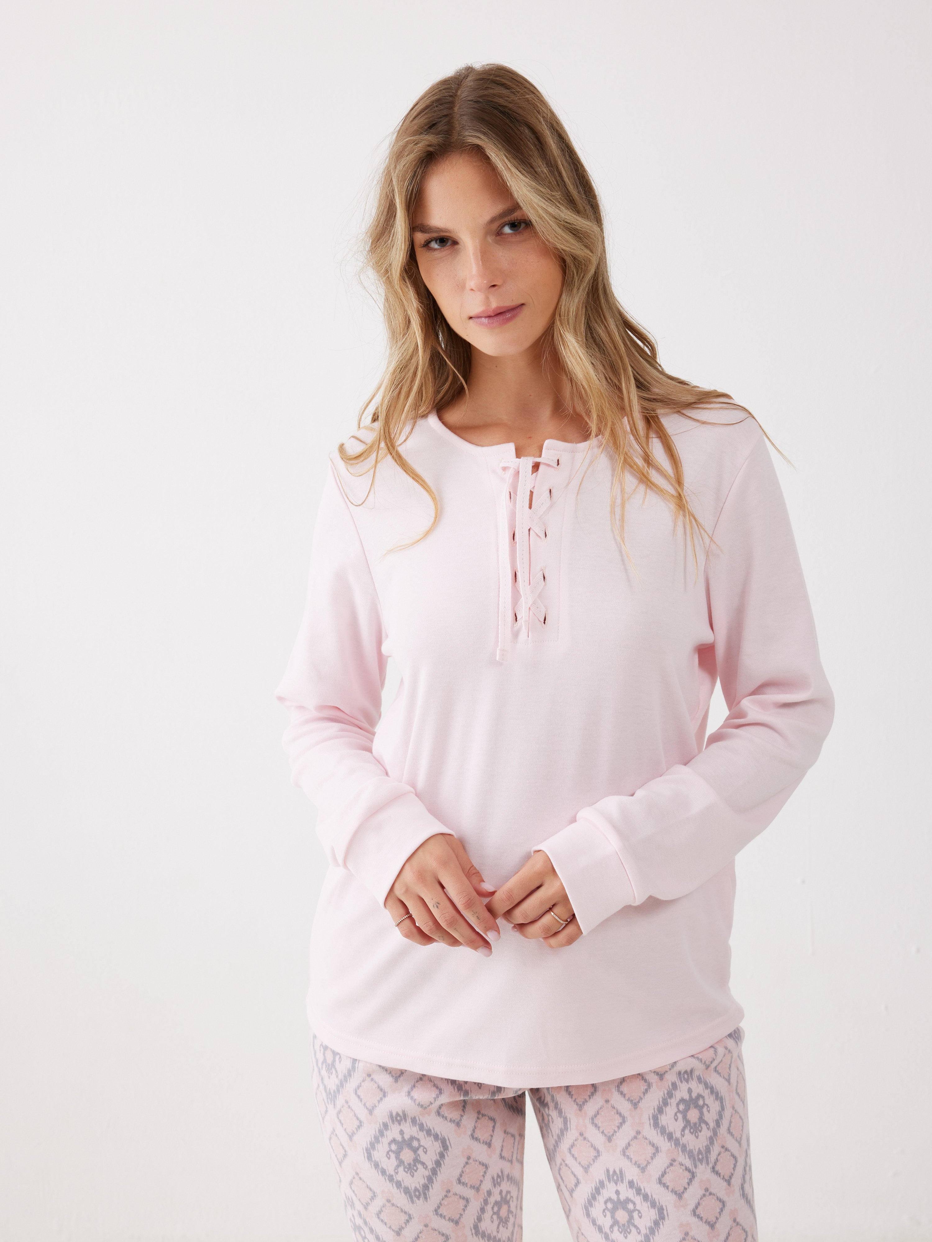 פיג'מה אינטרלוק - ורוד