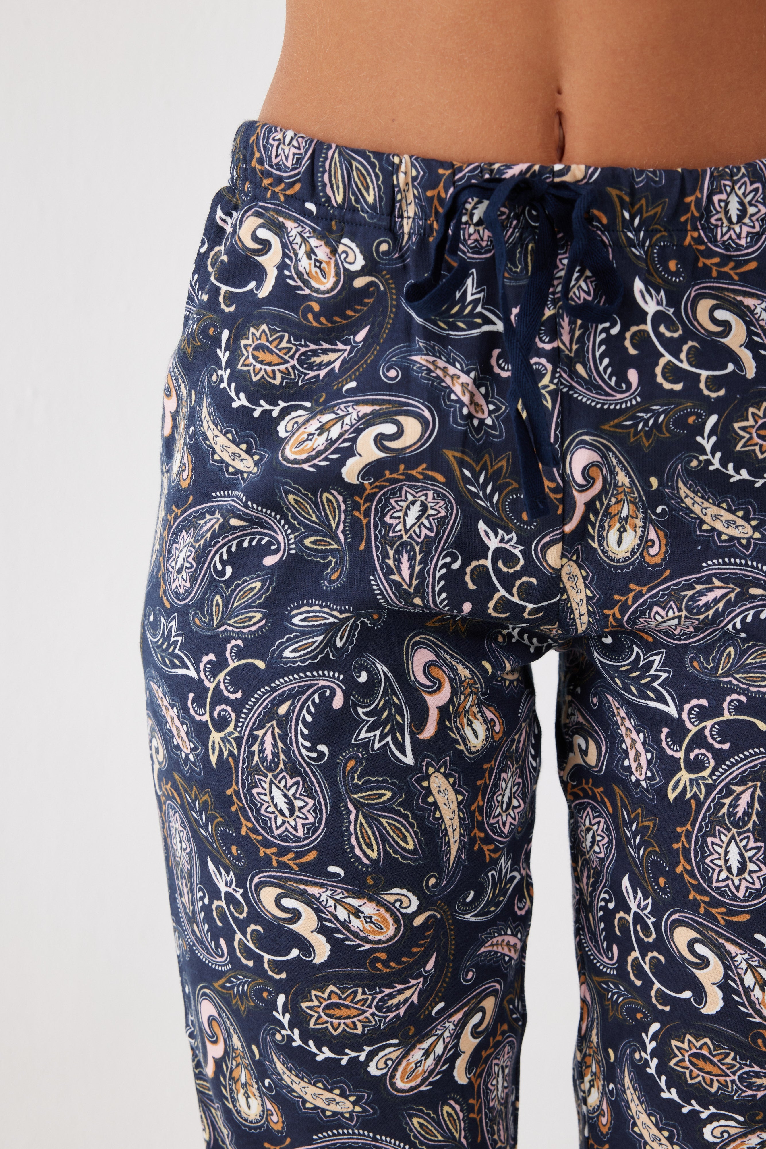 פיג'מה כותנה - כחול נייבי