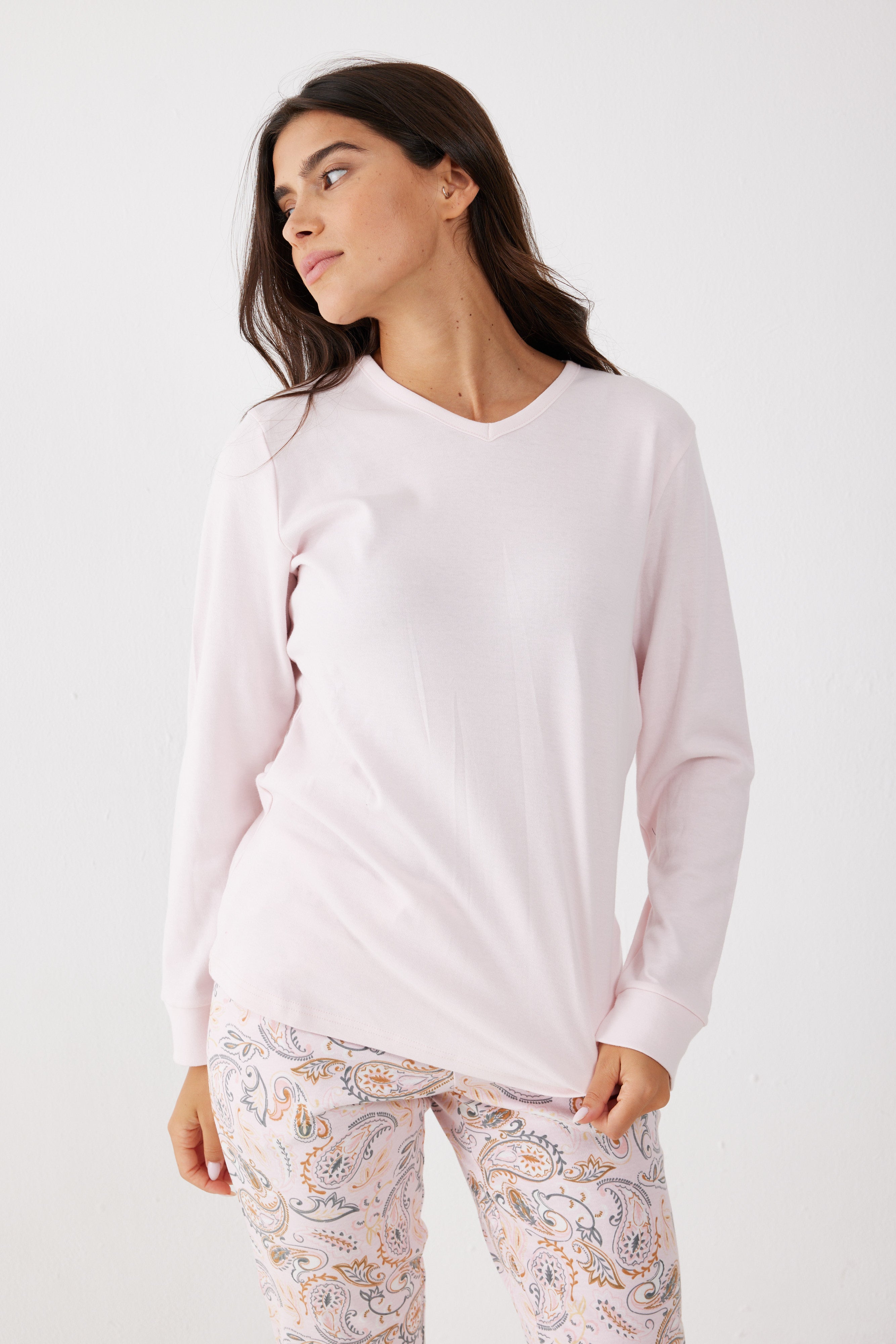 פיג'מה כותנה ורוד