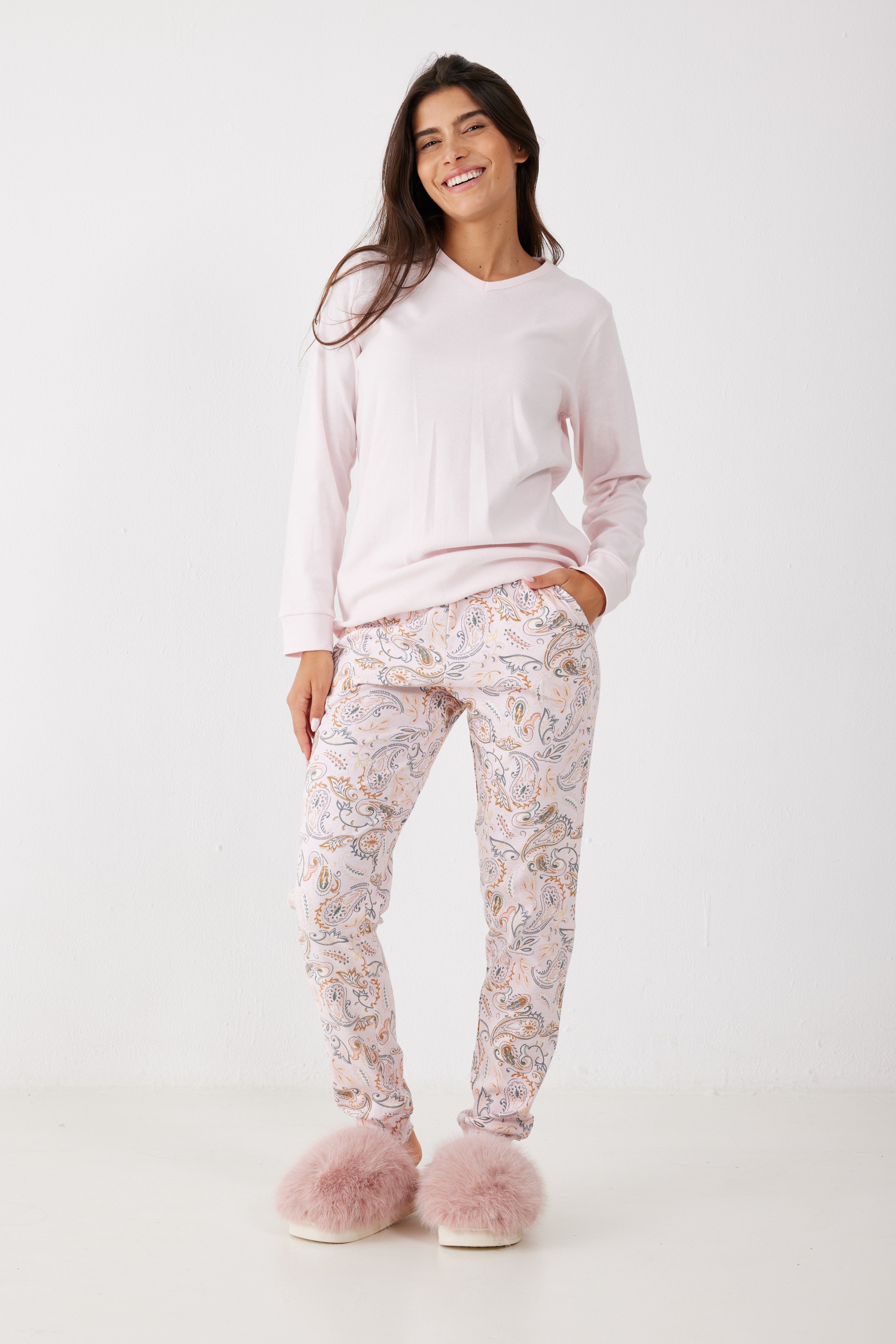 פיג'מה כותנה ורוד