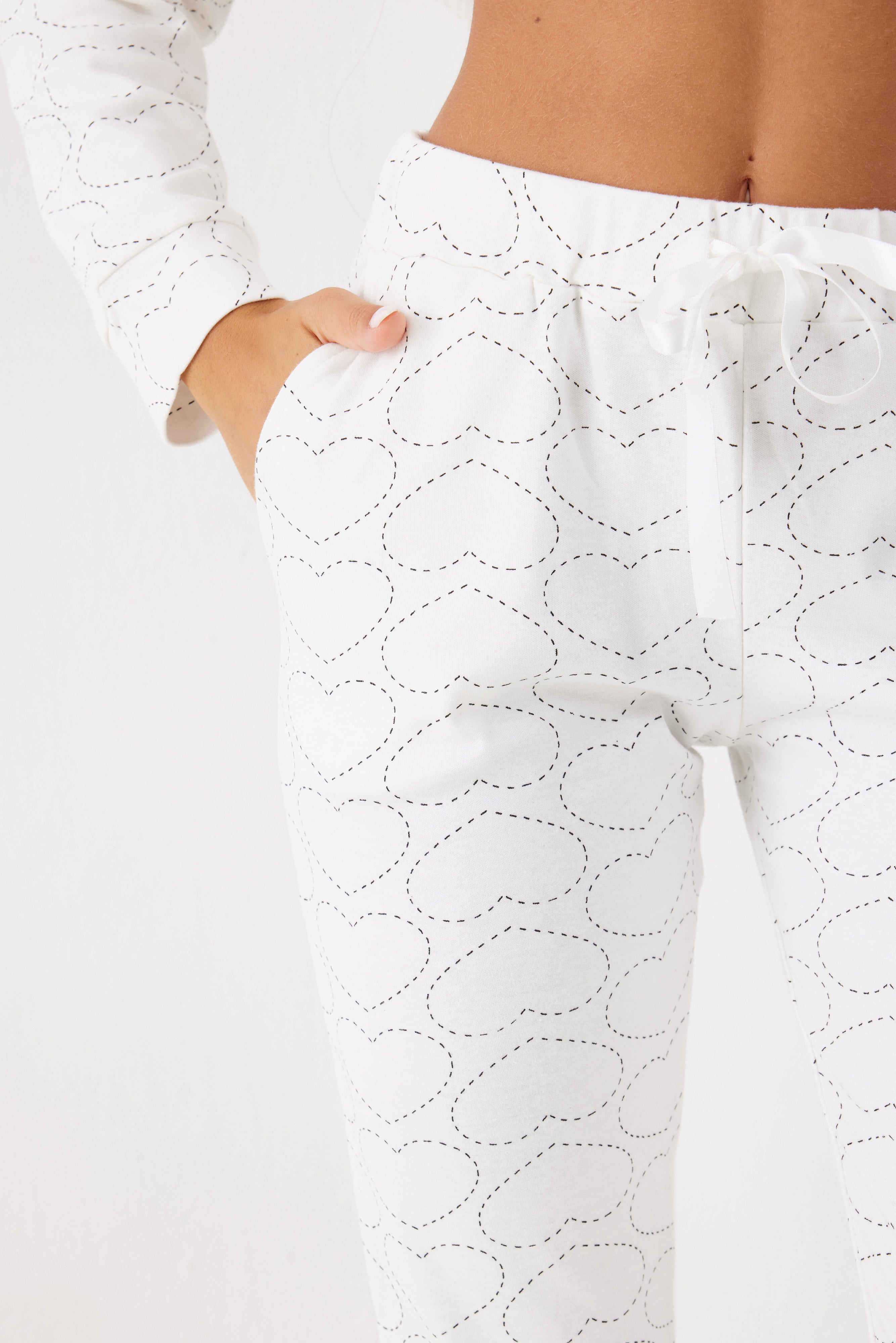 פיג'מה 100% כותנה - שמנת