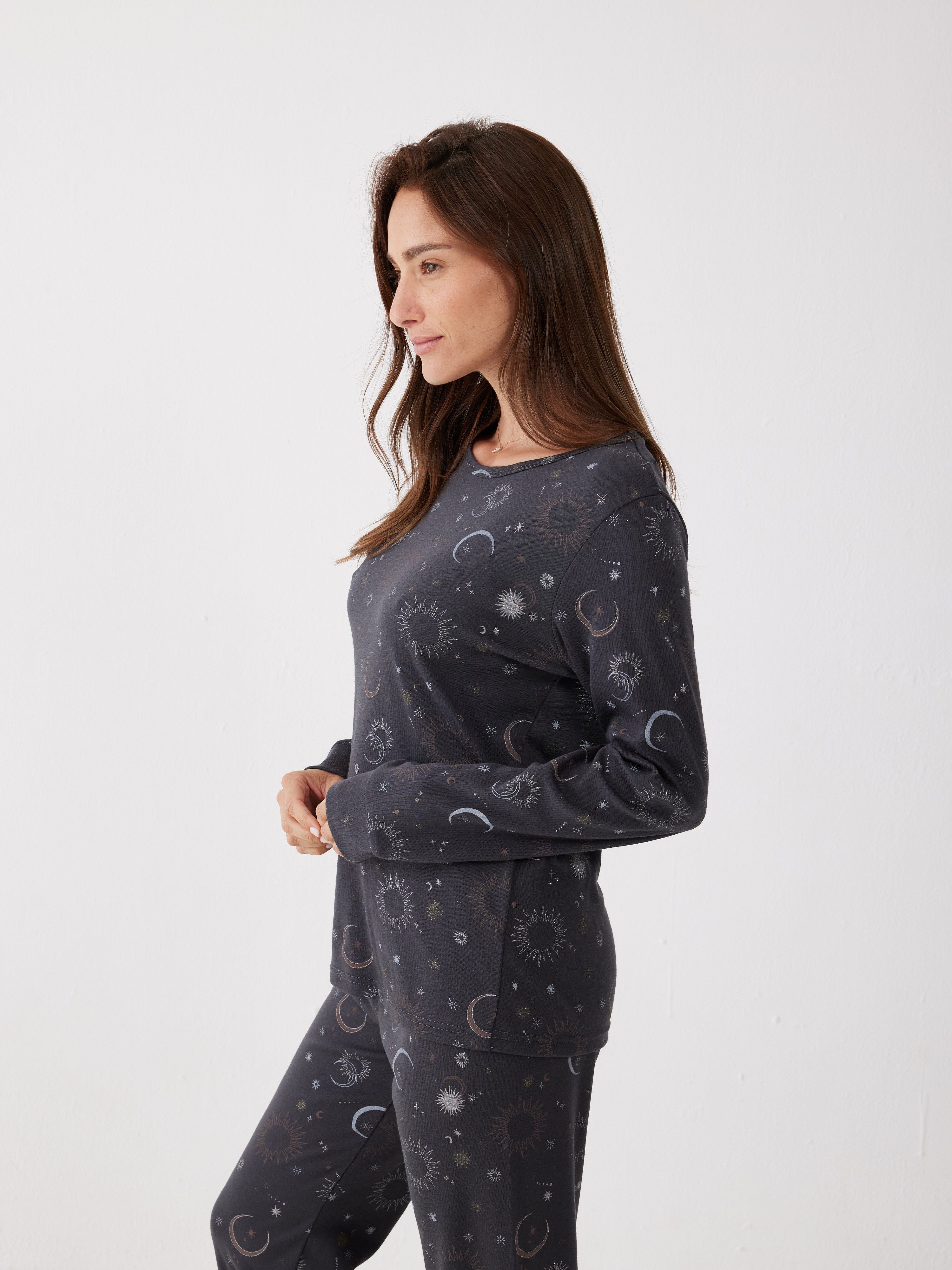 פיג'מה אינטרלוק - אפור כהה