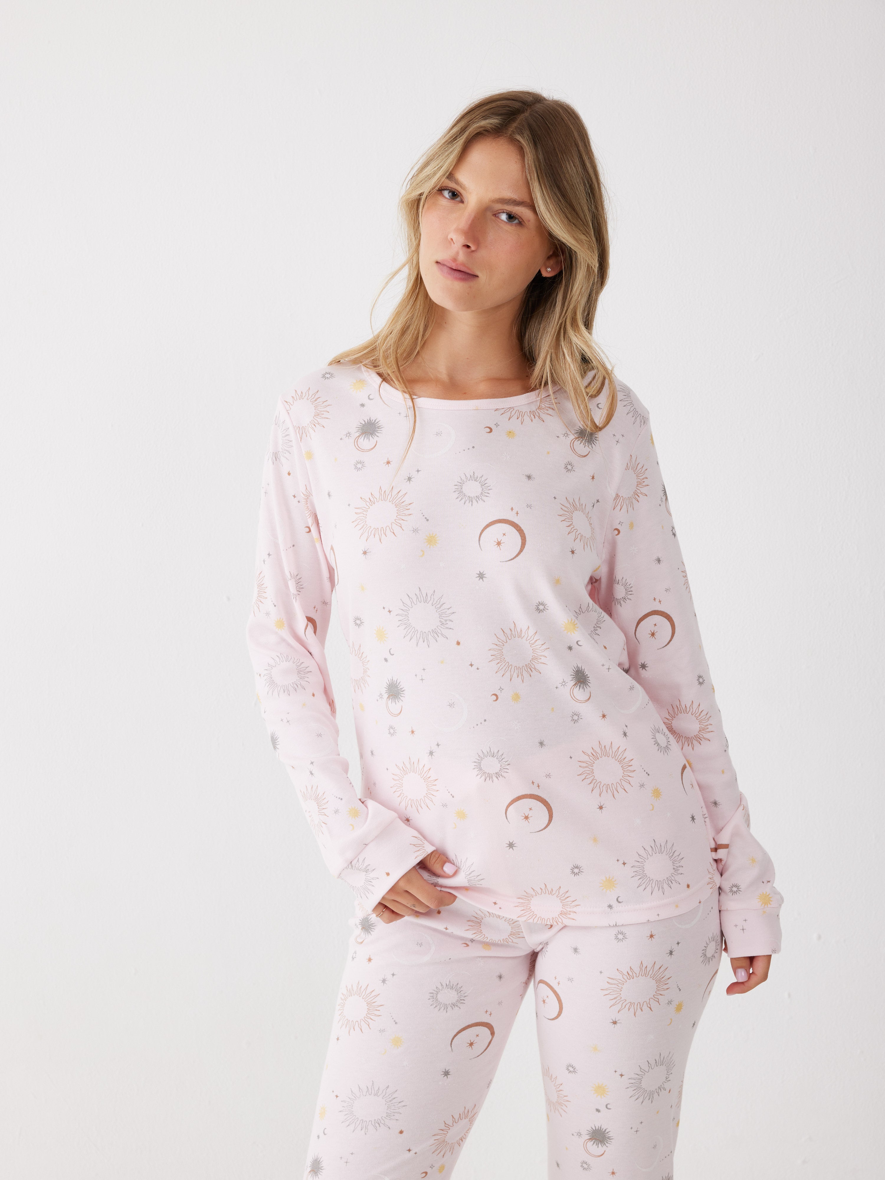 פיג'מה אינטרלוק - ורוד