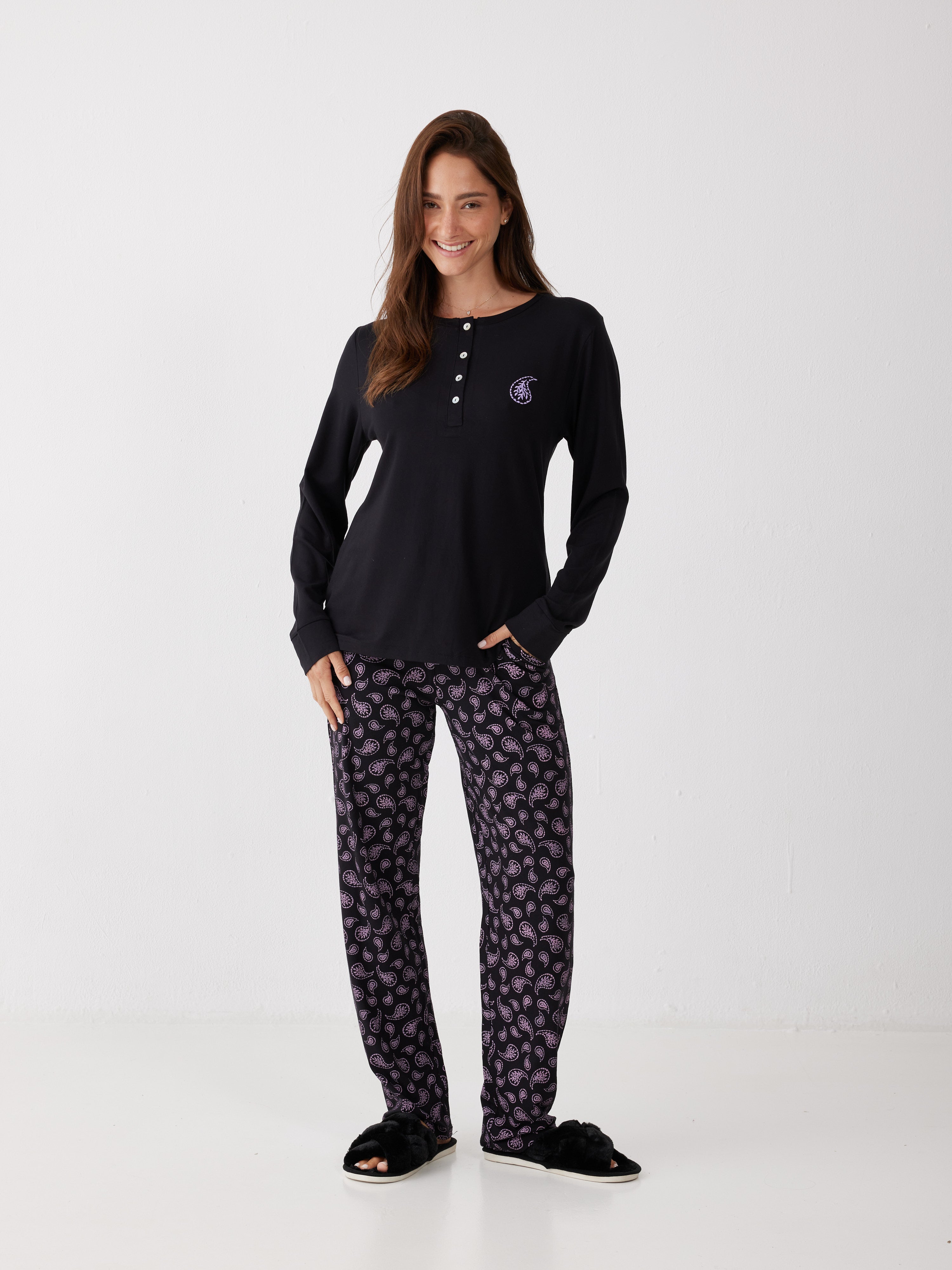 פיג'מה ויסקוזה - שחור