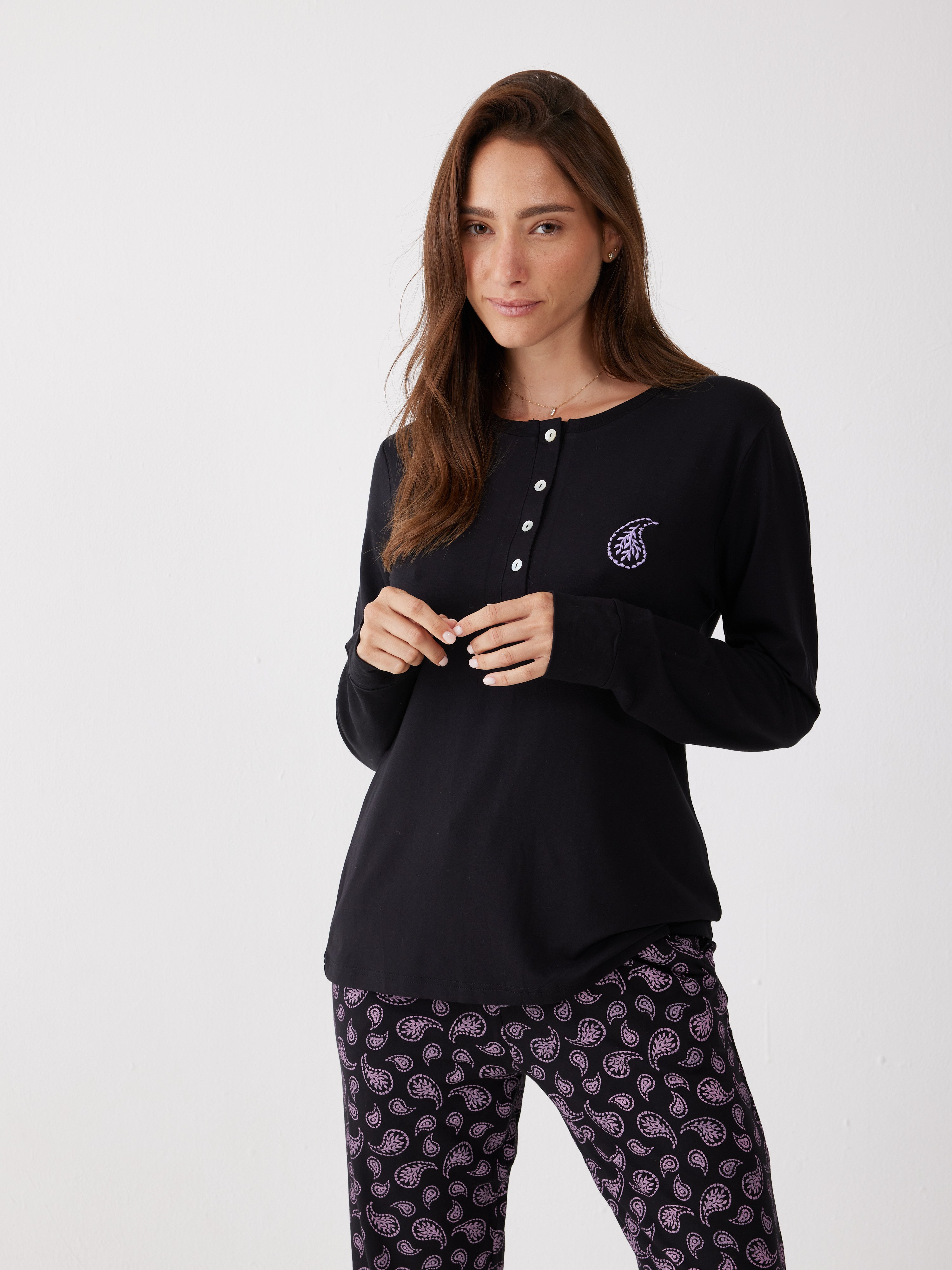 פיג'מה ויסקוזה - שחור