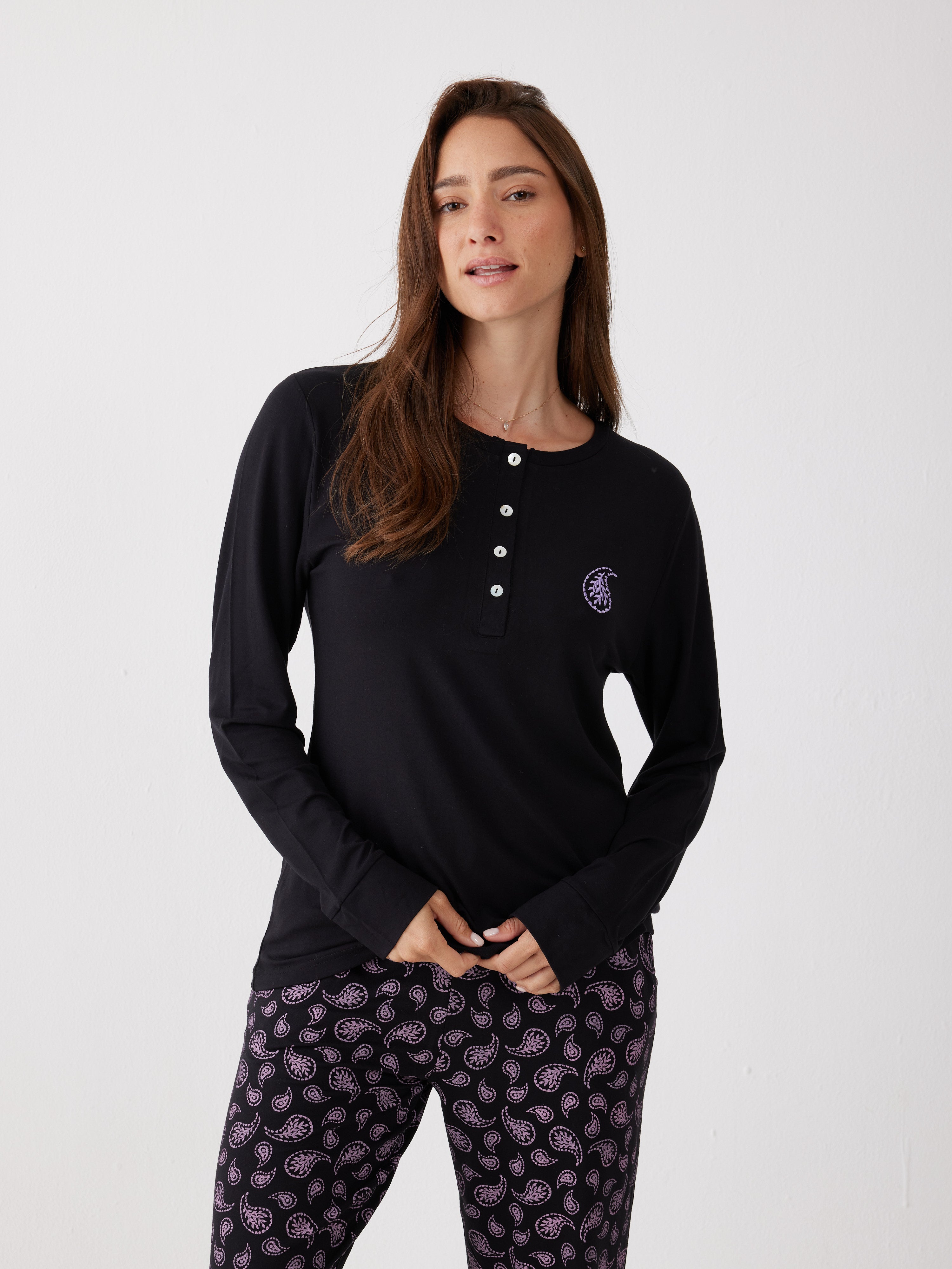 פיג'מה ויסקוזה - שחור