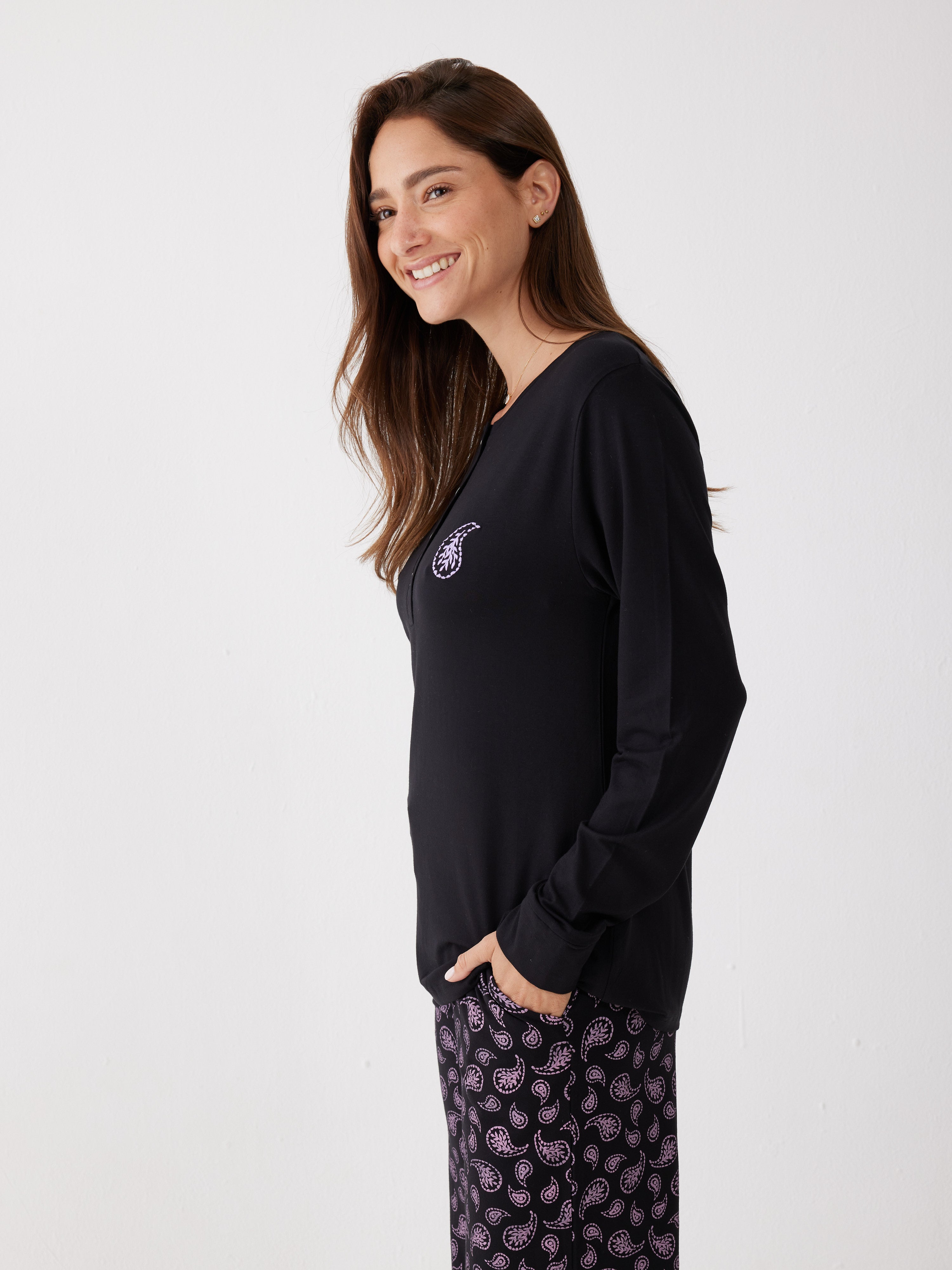 פיג'מה ויסקוזה - שחור