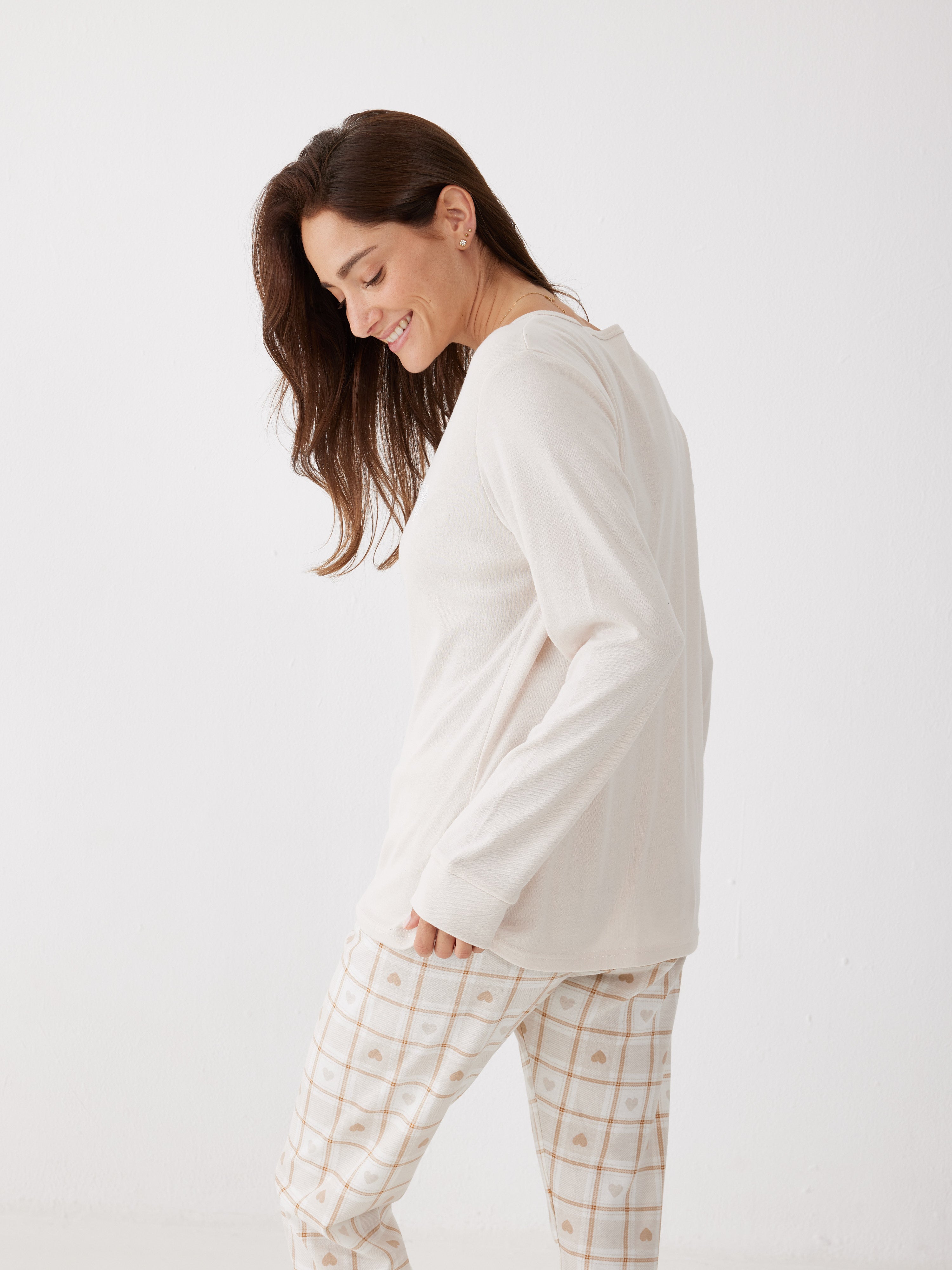 פיג'מה אינטרלוק לב - בז