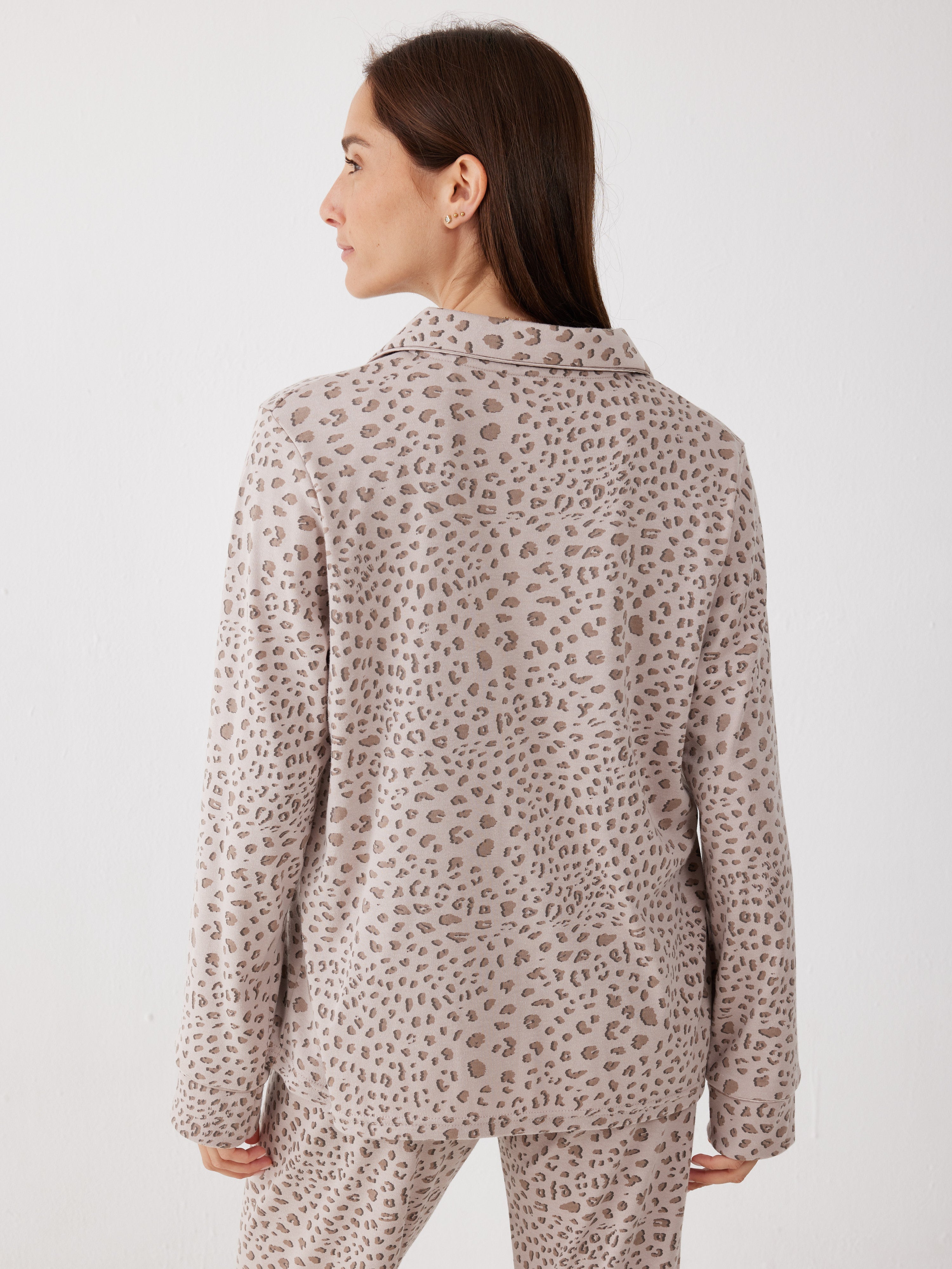 פיג'מה אינטרלוק מכופתרת - חול