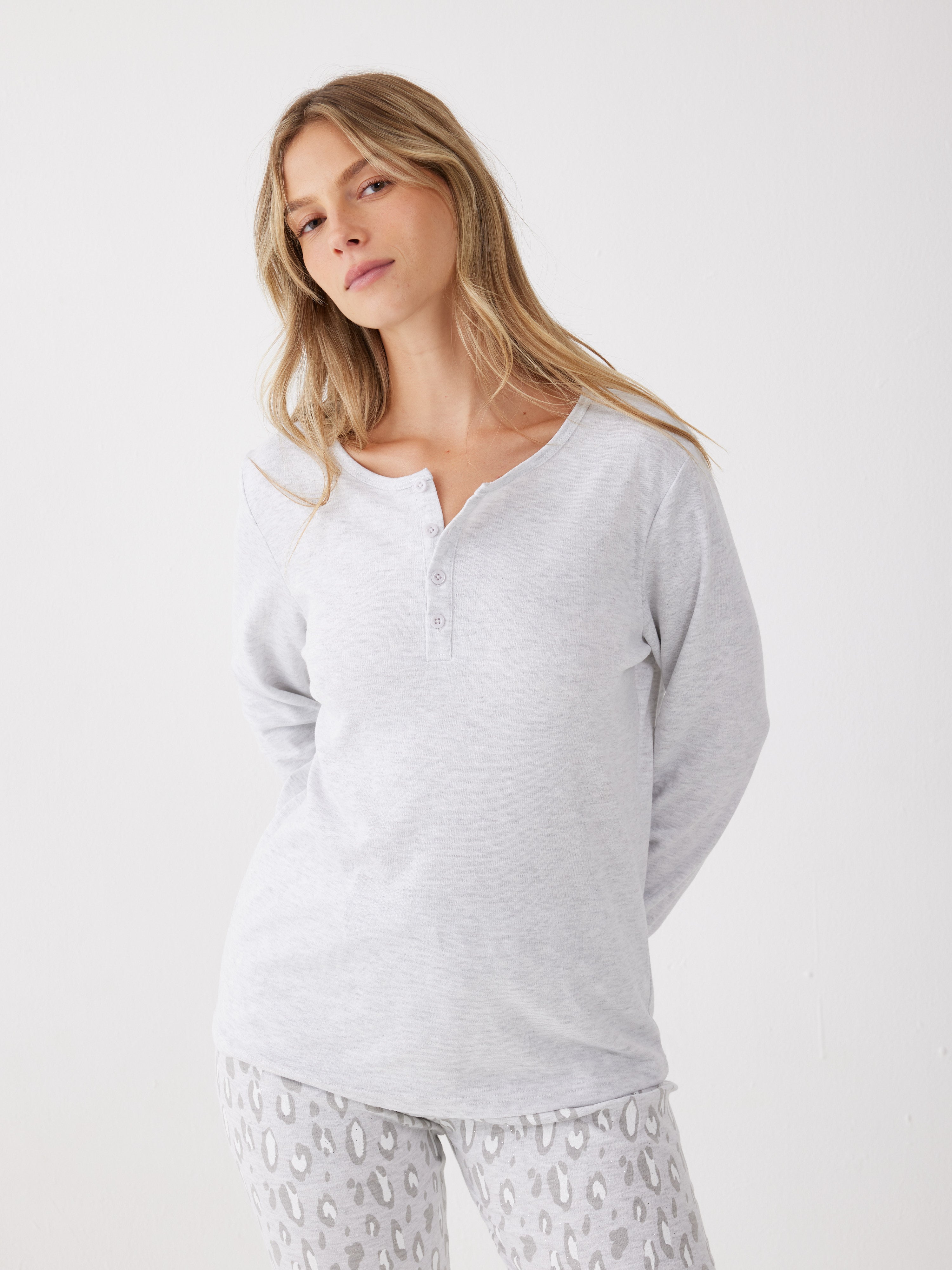 פיג'מה אינטרלוק - אפור מלאנז