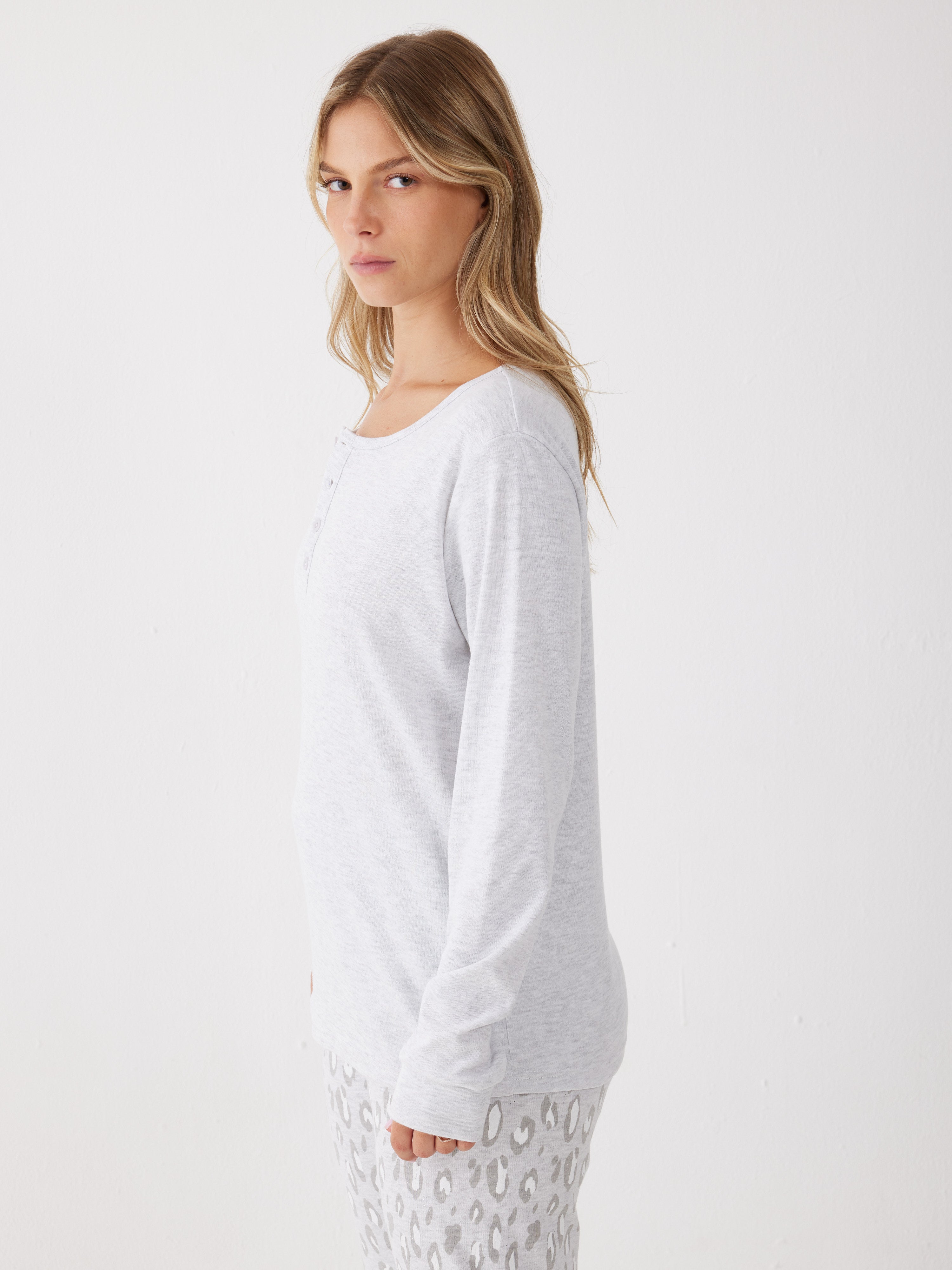 פיג'מה אינטרלוק - אפור מלאנז