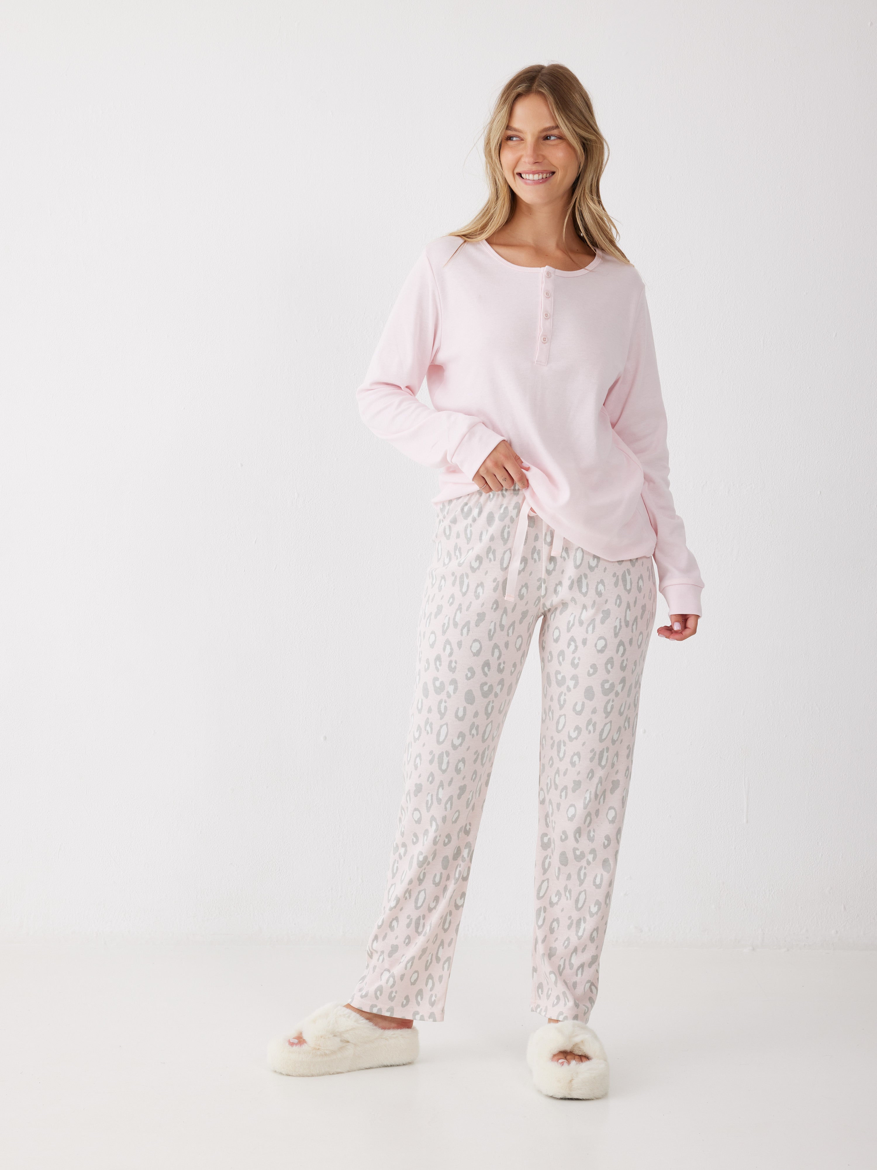 פיג'מה אינטרלוק - ורוד