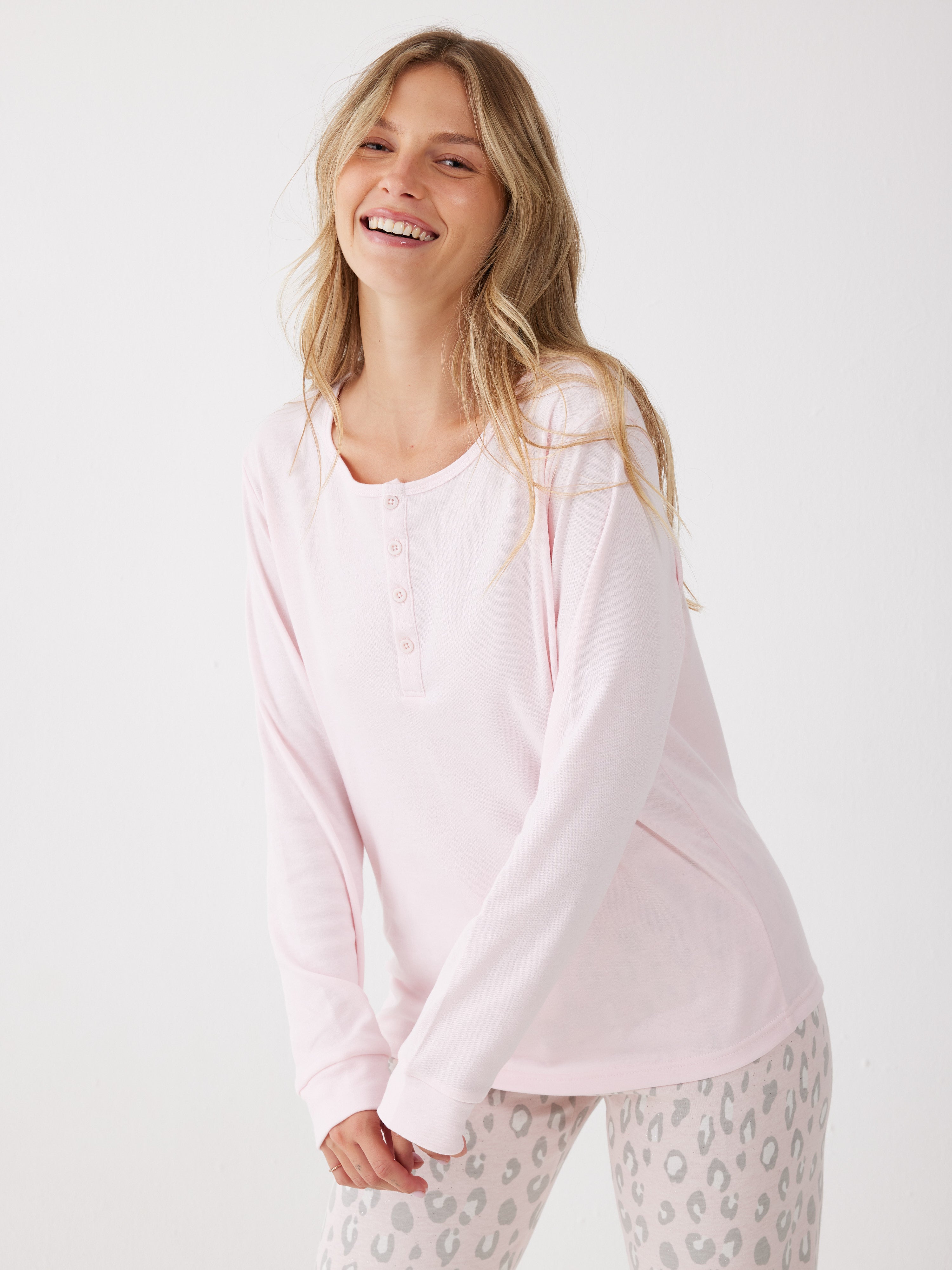 פיג'מה אינטרלוק - ורוד