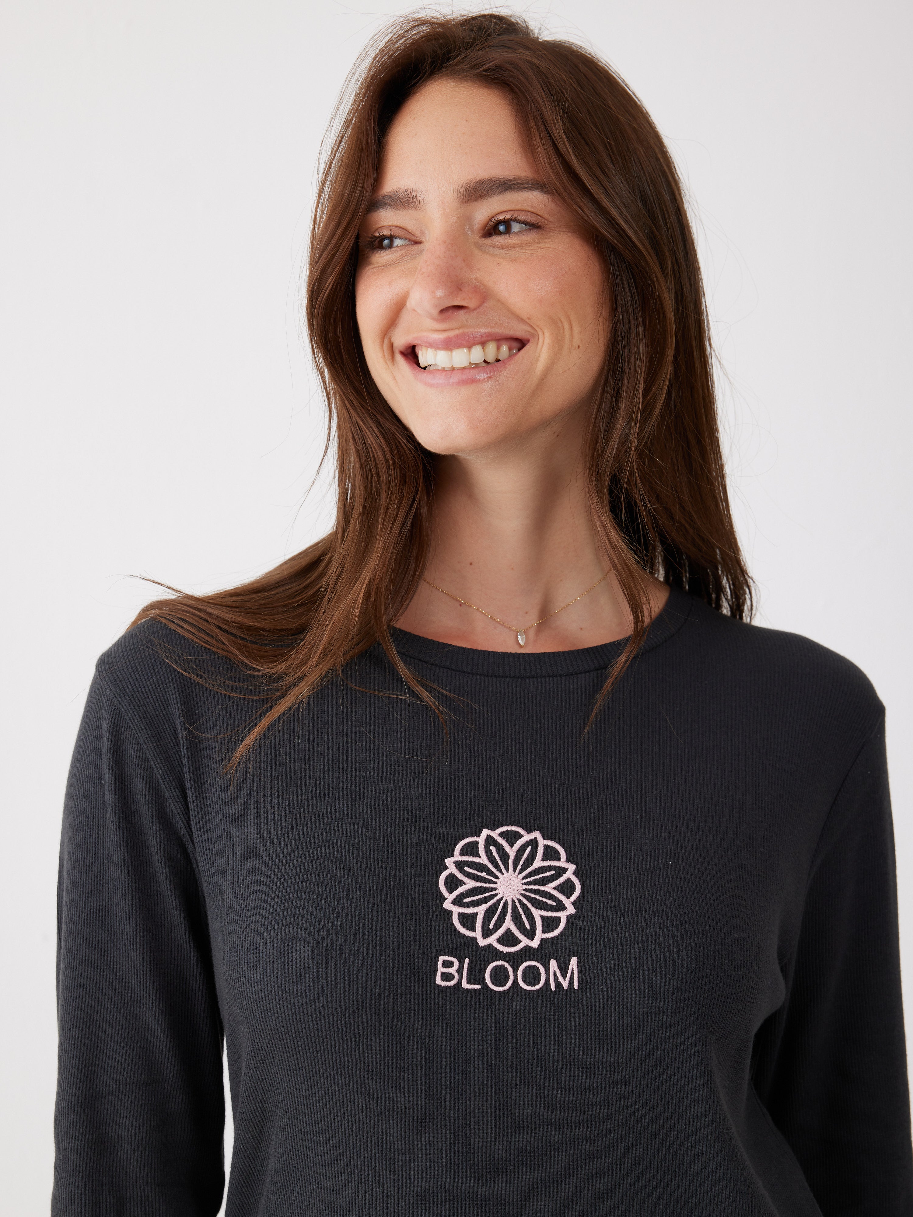 פיג'מה כותנה ריב - אפור כהה