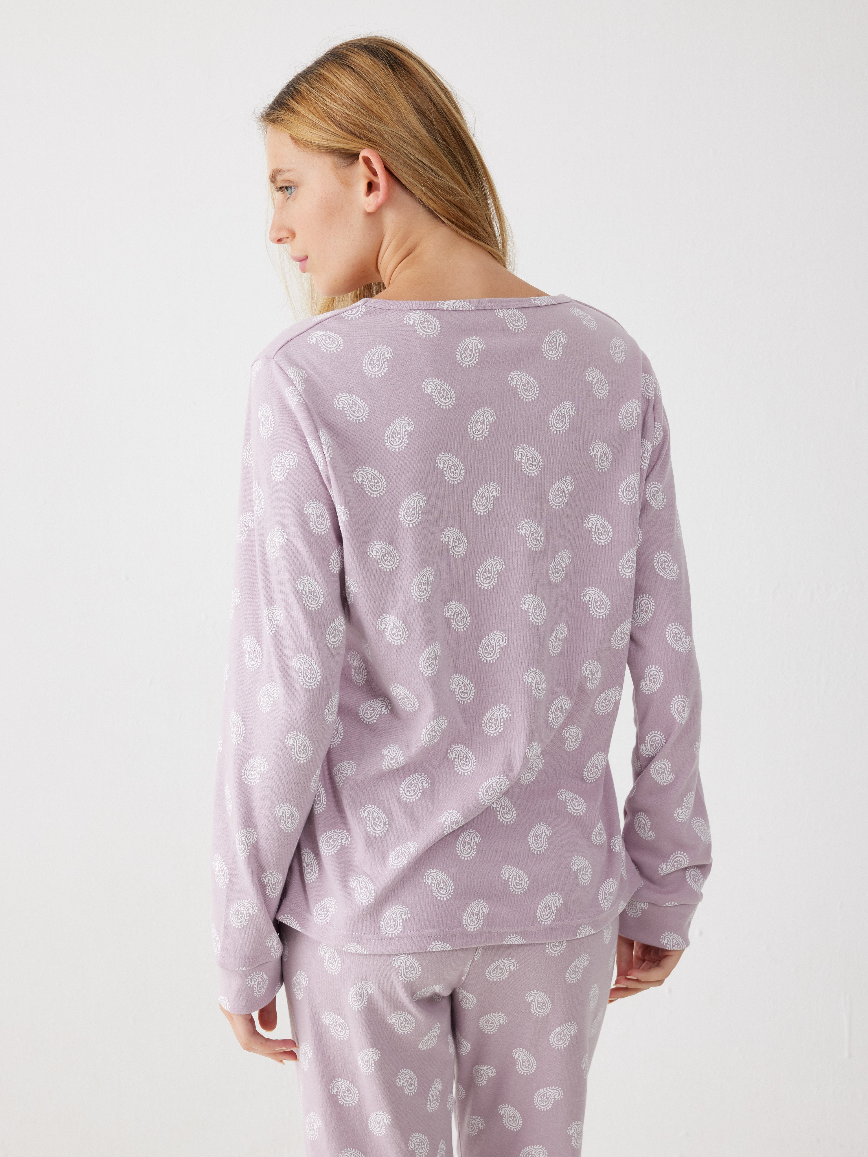 פיג'מה פייזלי אינטרלוק -  סגול מעושן