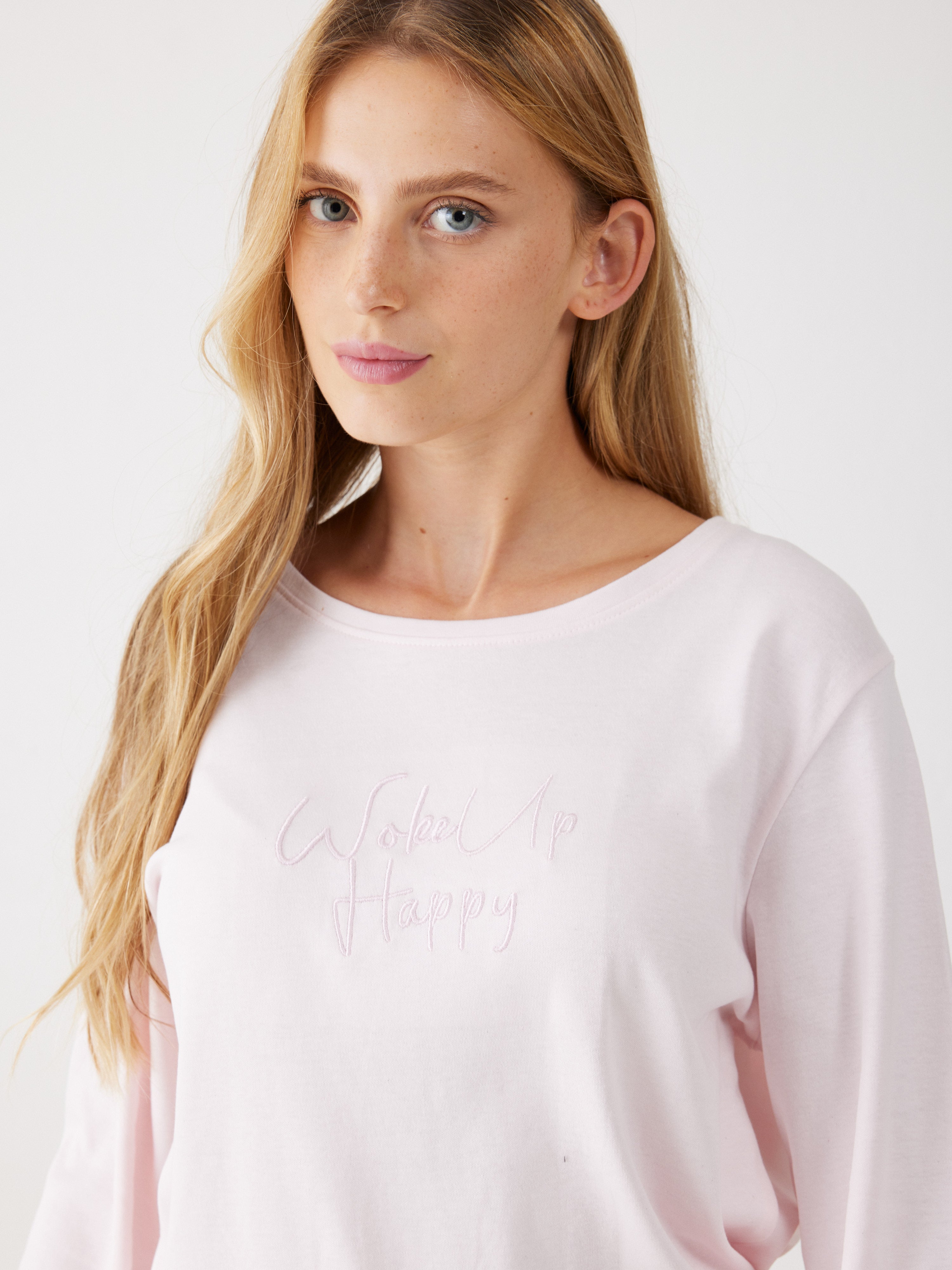 פיג'מה 100% כותנה -  ורוד