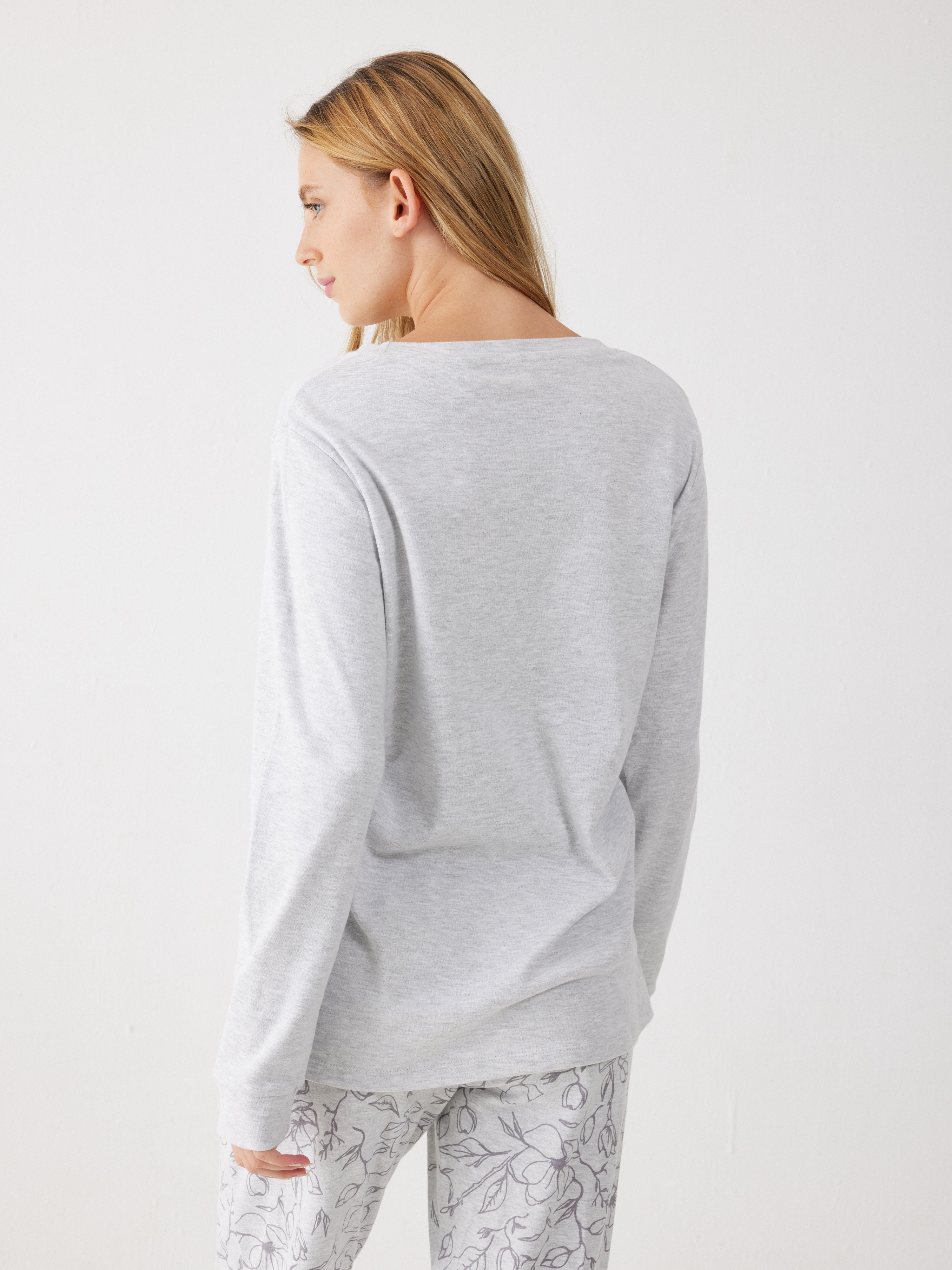 פיג'מה 100% כותנה -  אפור מלאנז'