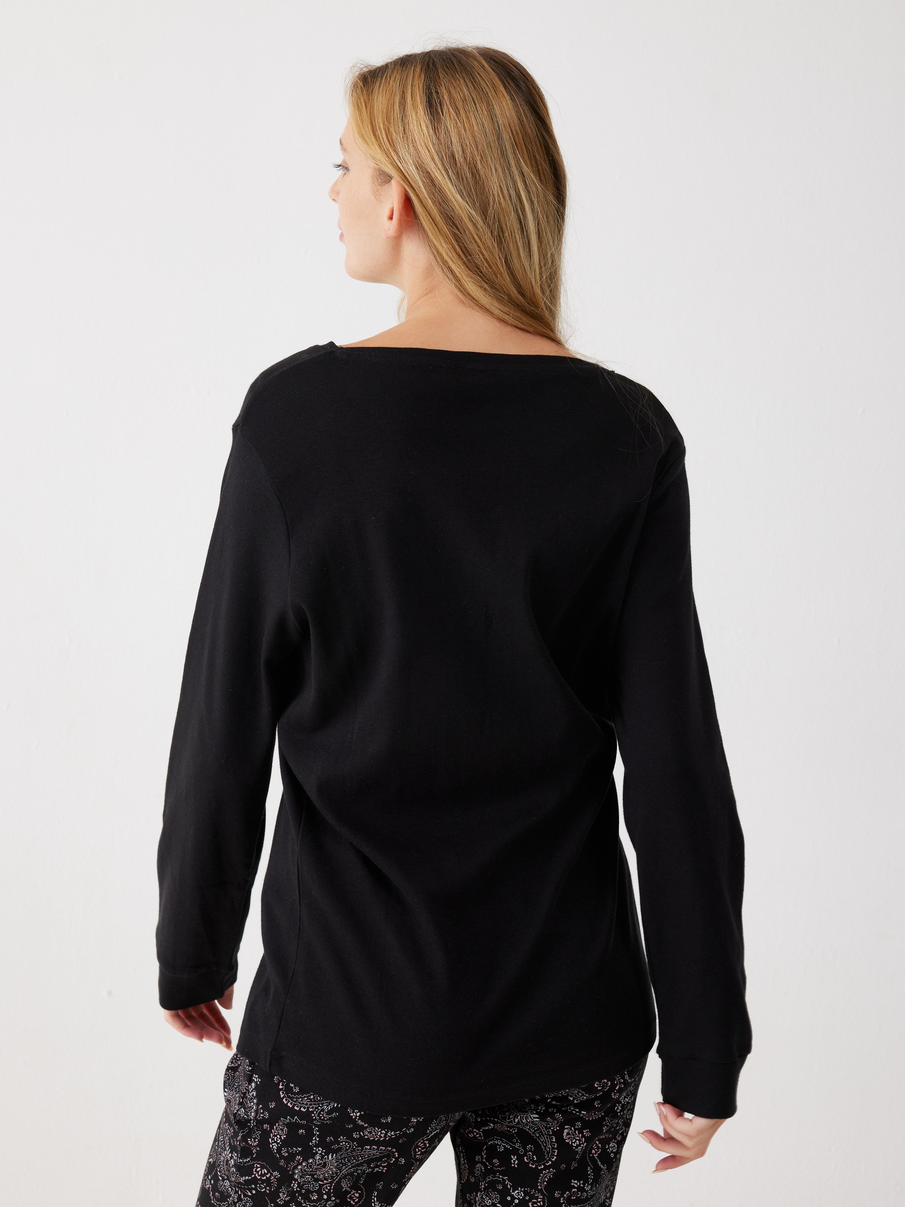 פיג'מה 100% כותנה -  שחור