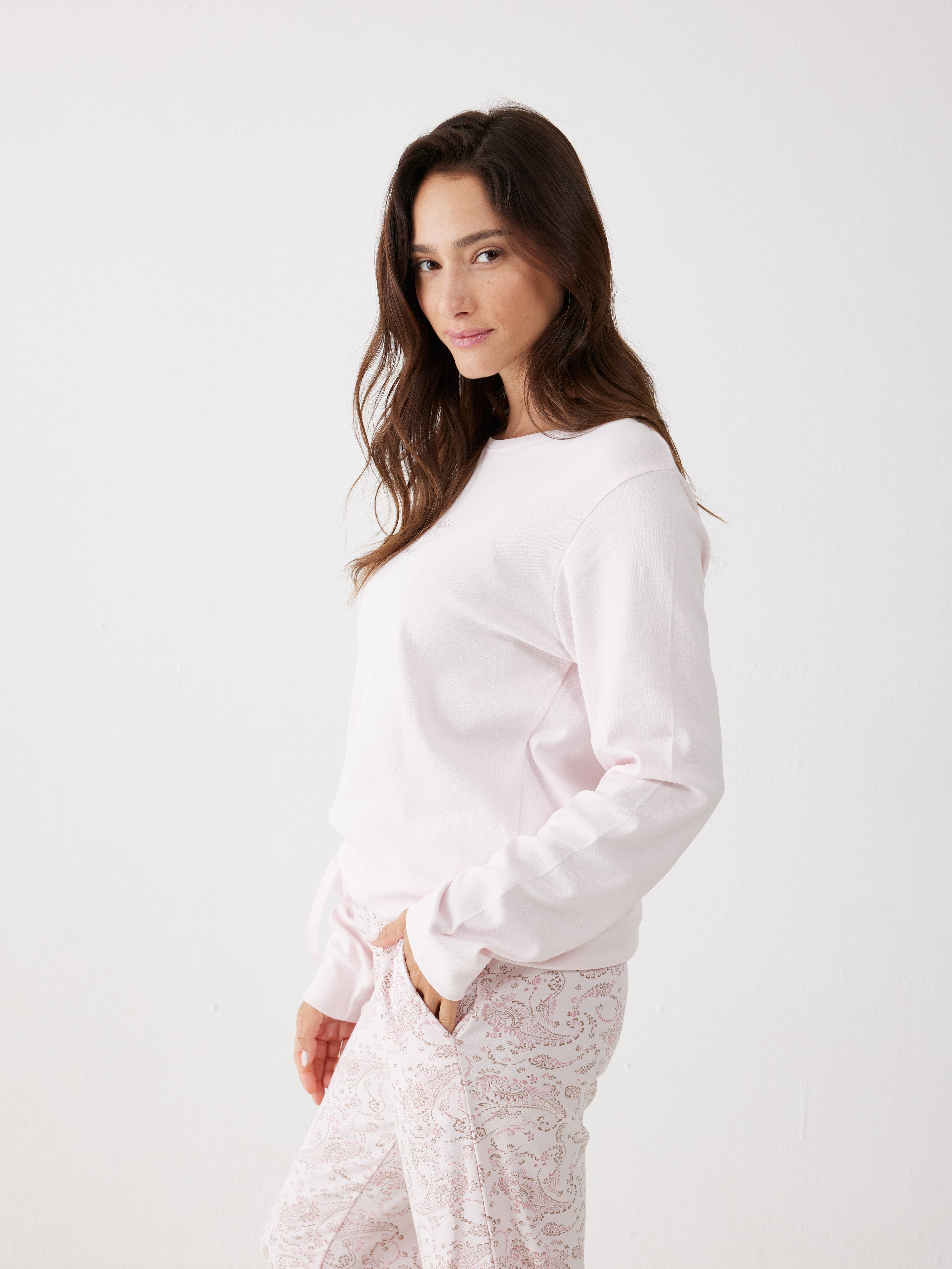 פיג'מה 100% כותנה -  ורוד