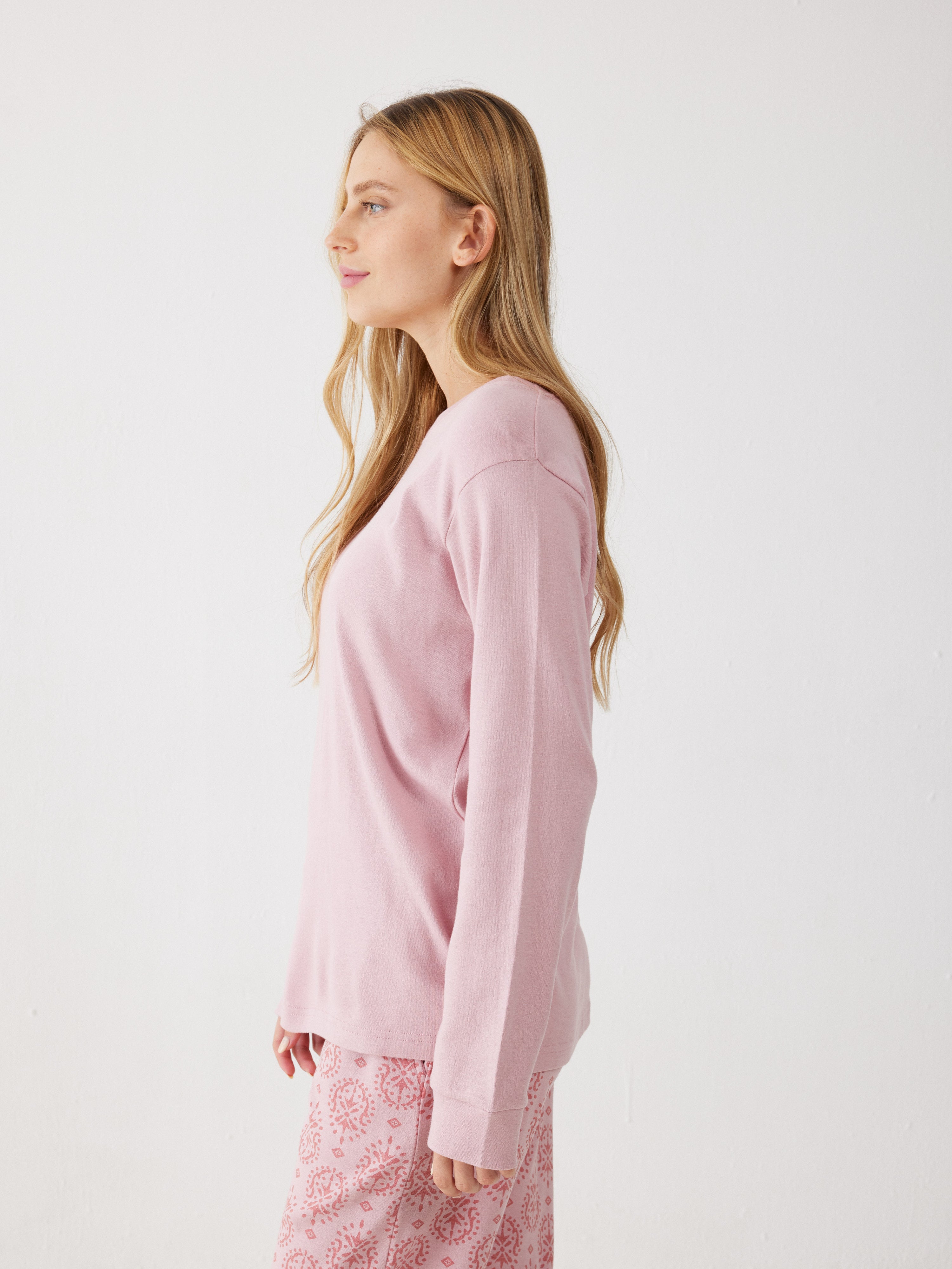 פיג'מה 100% כותנה - ורוד מעושן