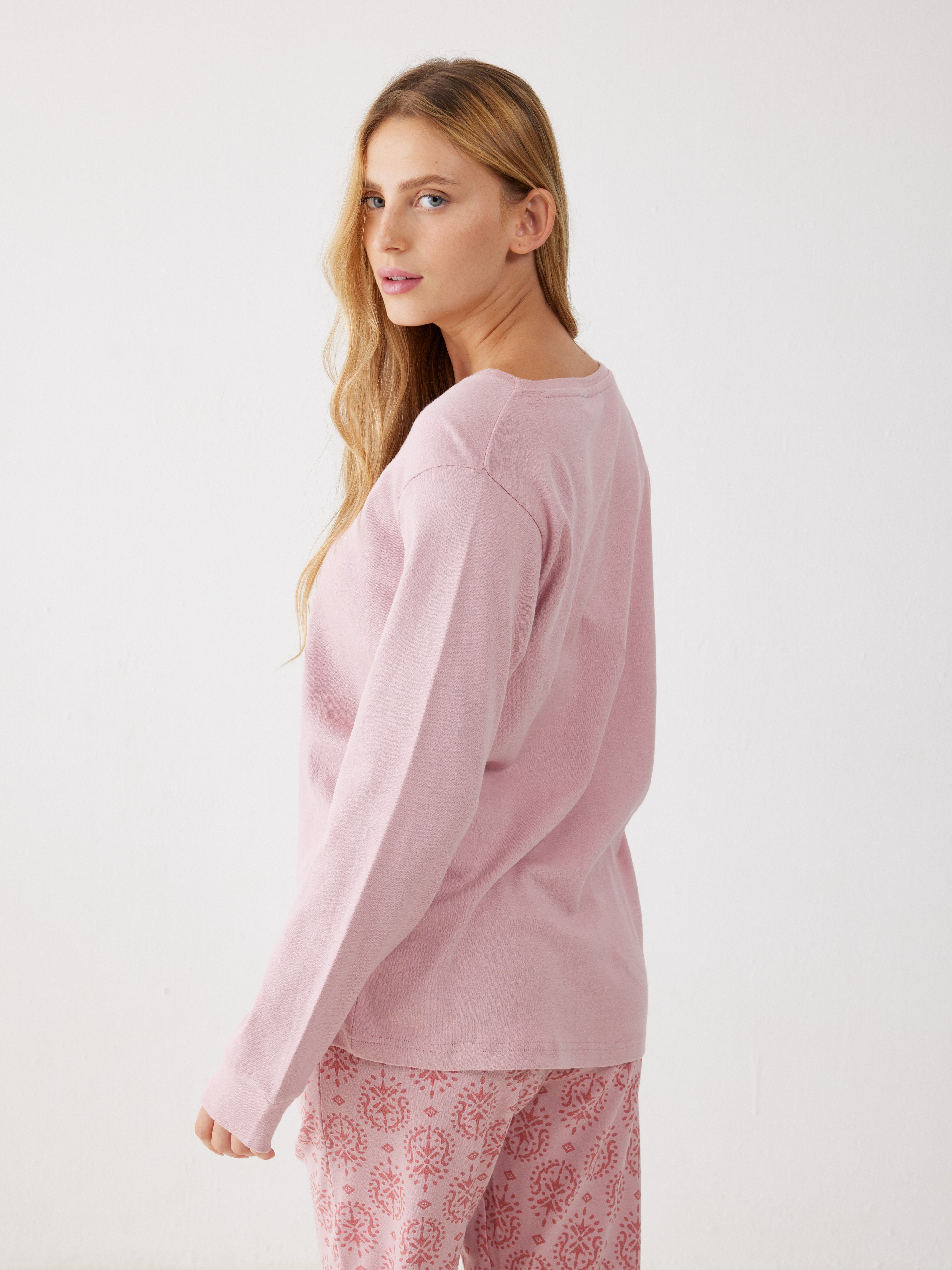 פיג'מה 100% כותנה - ורוד מעושן