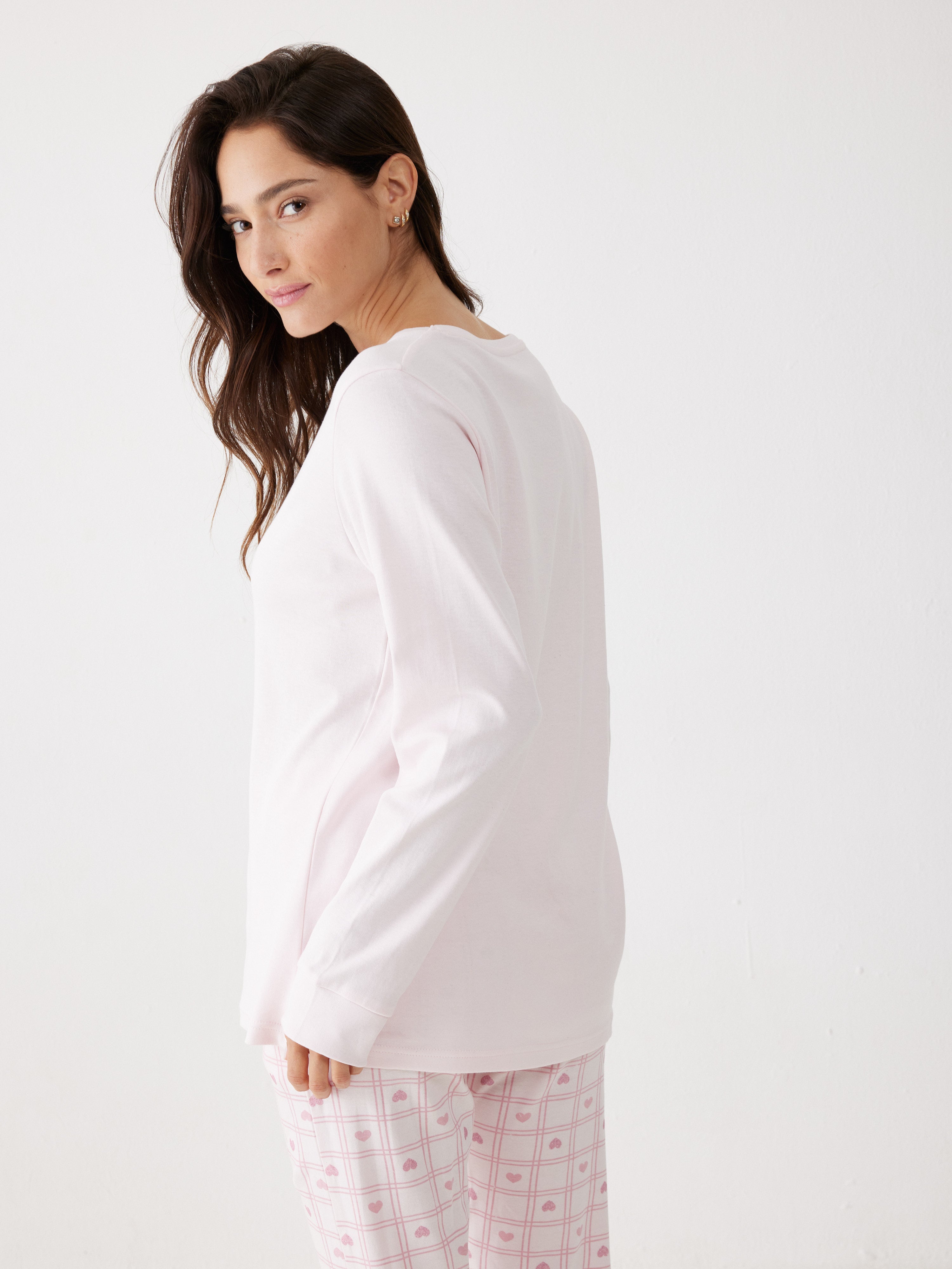 פיג'מה 100% כותנה -  ורוד