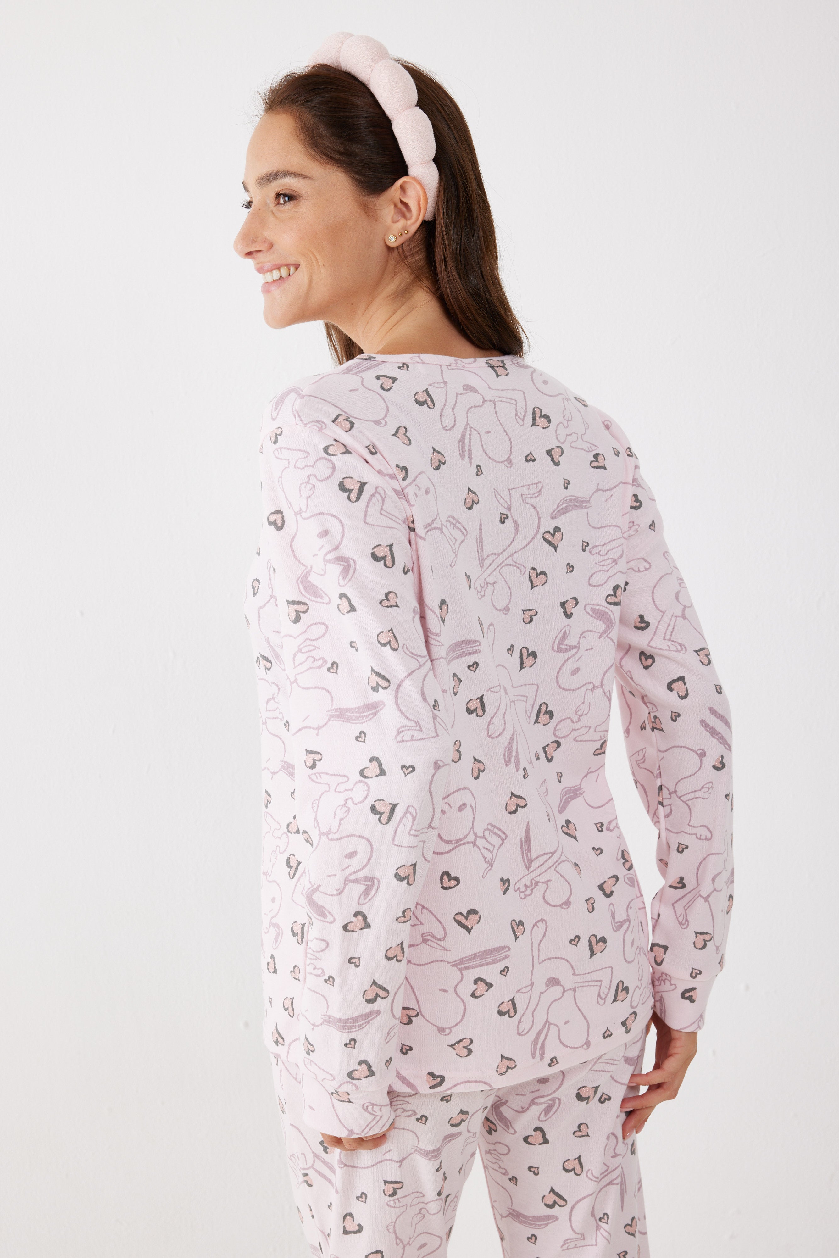 פיג'מה סנופי אינטרלוק - ורוד