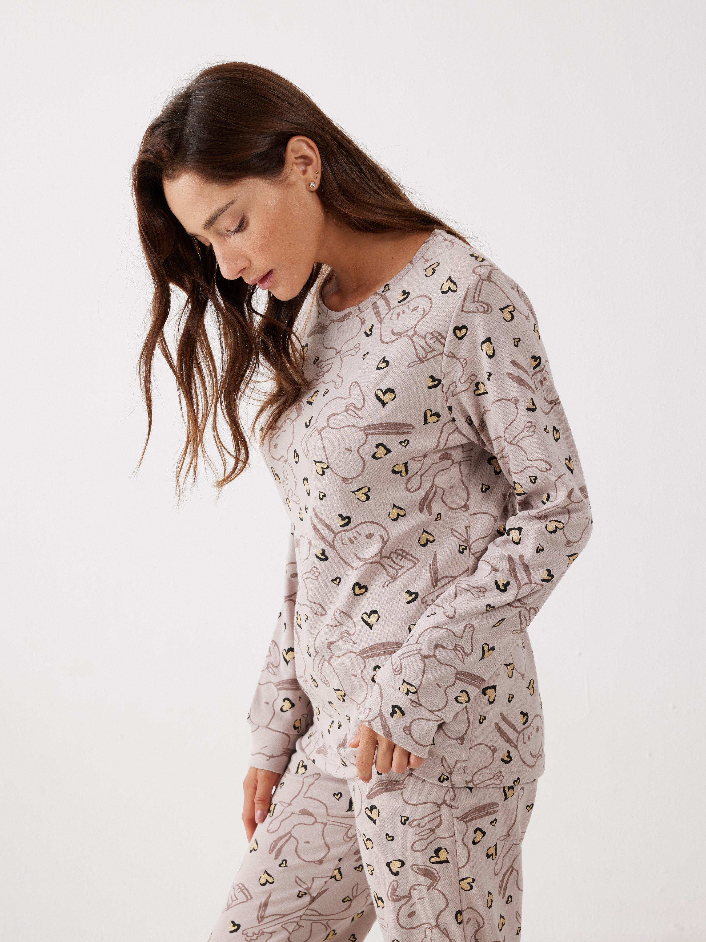 פיג'מה סנופי אינטרלוק - צבע חול