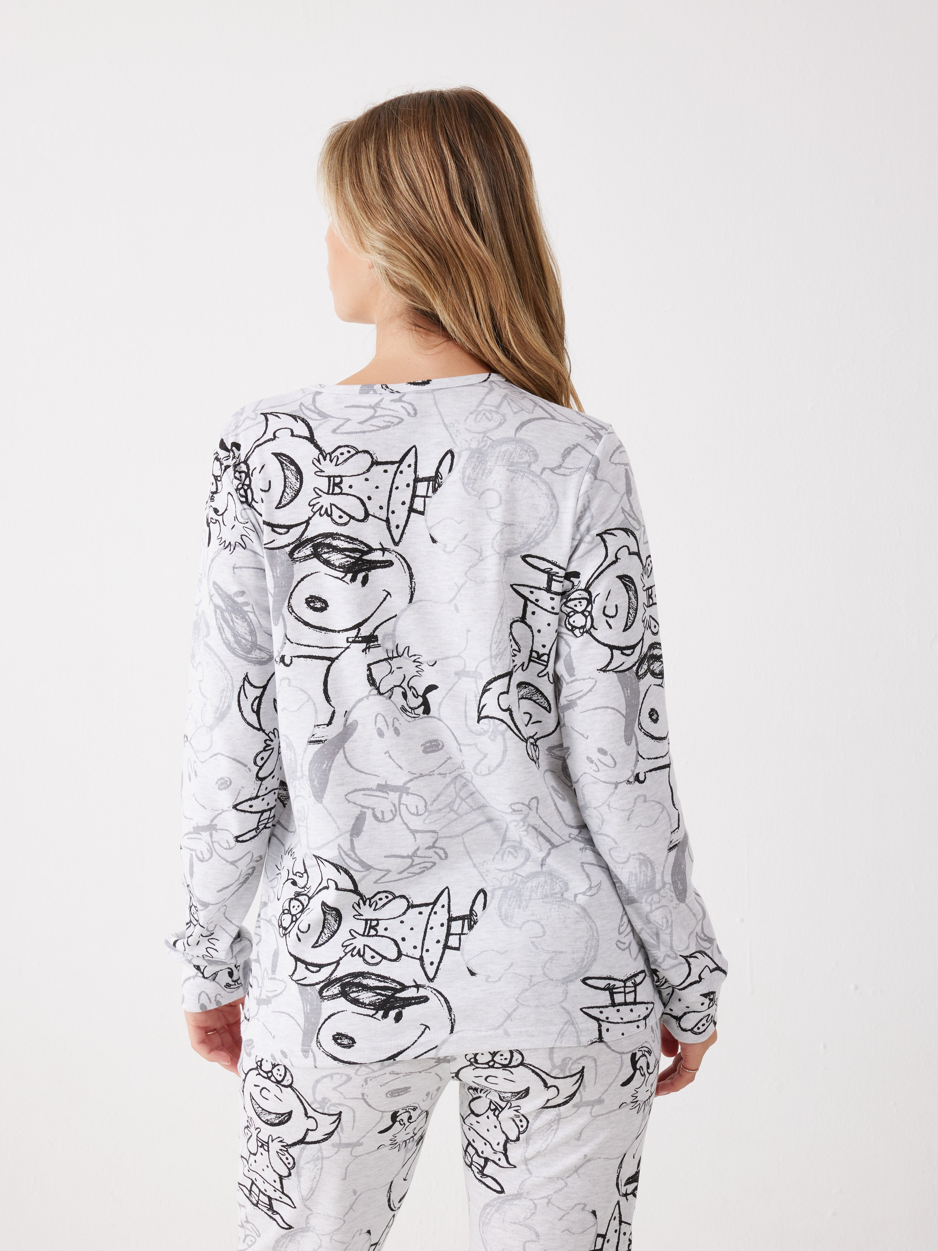 פיג'מה סנופי אינטרלוק - אפור מלאנז