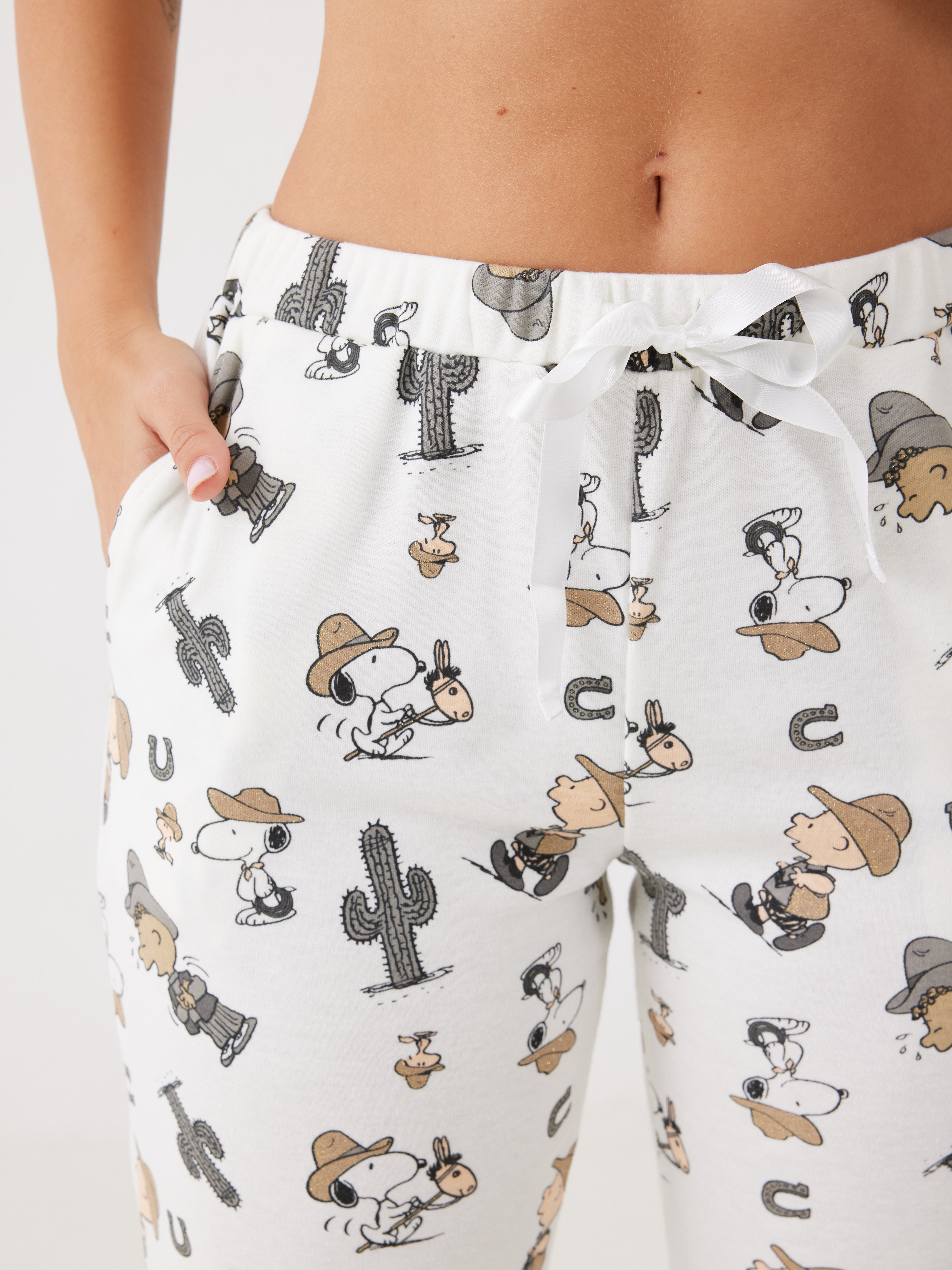 פיג'מה סנופי אינטרלוק - שמנת