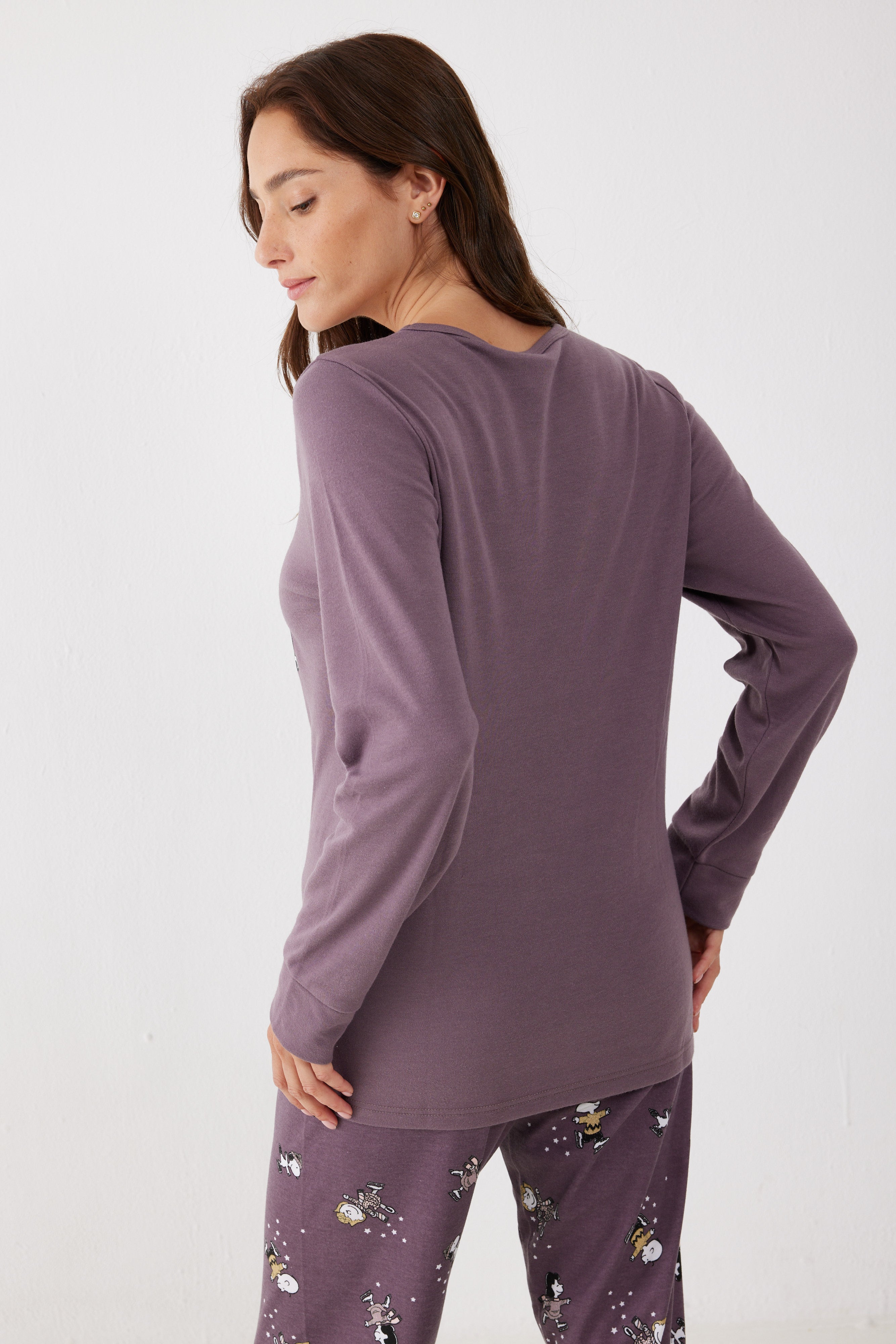 פיג'מה סנופי אינטרלוק - סגול