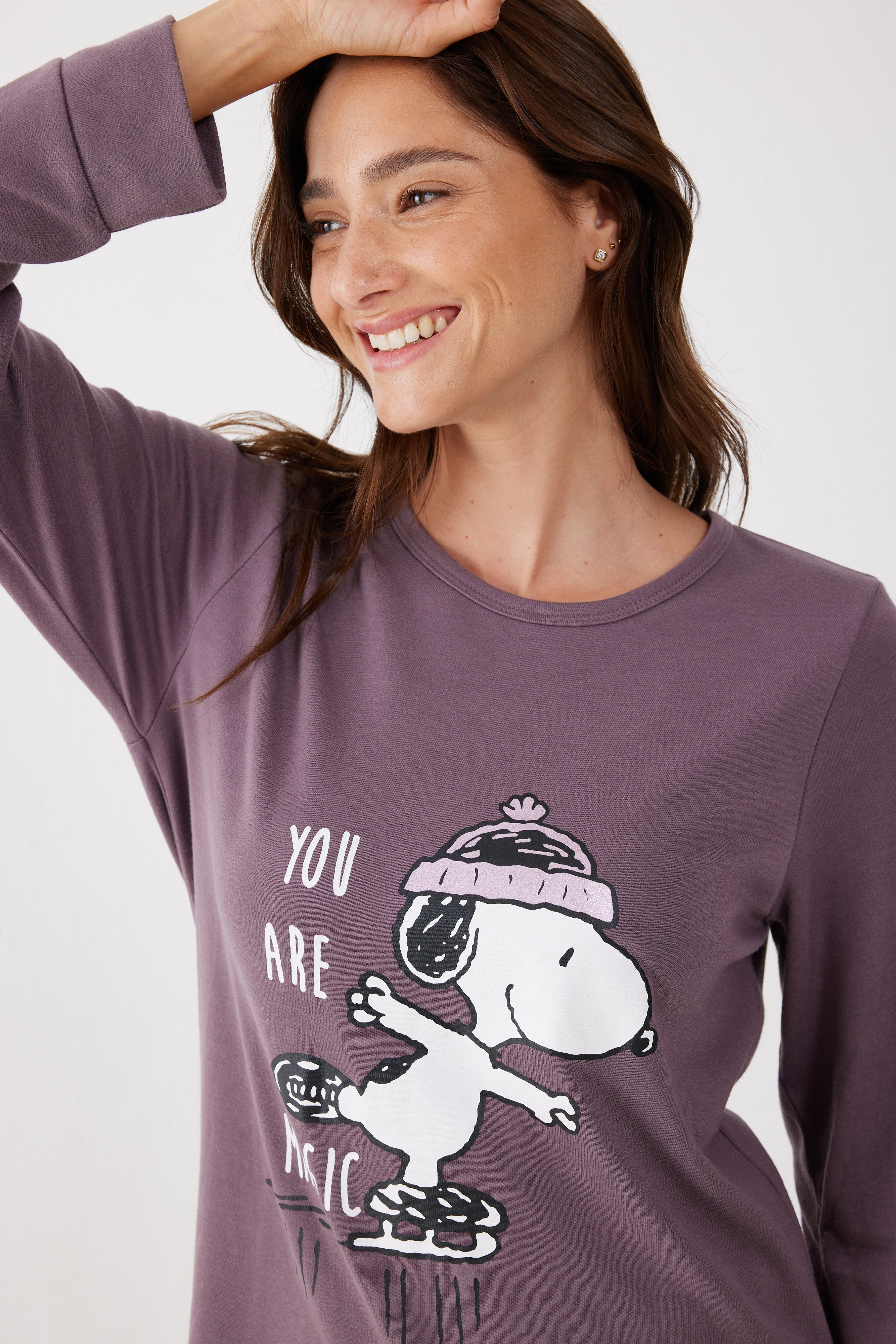 פיג'מה סנופי אינטרלוק - סגול