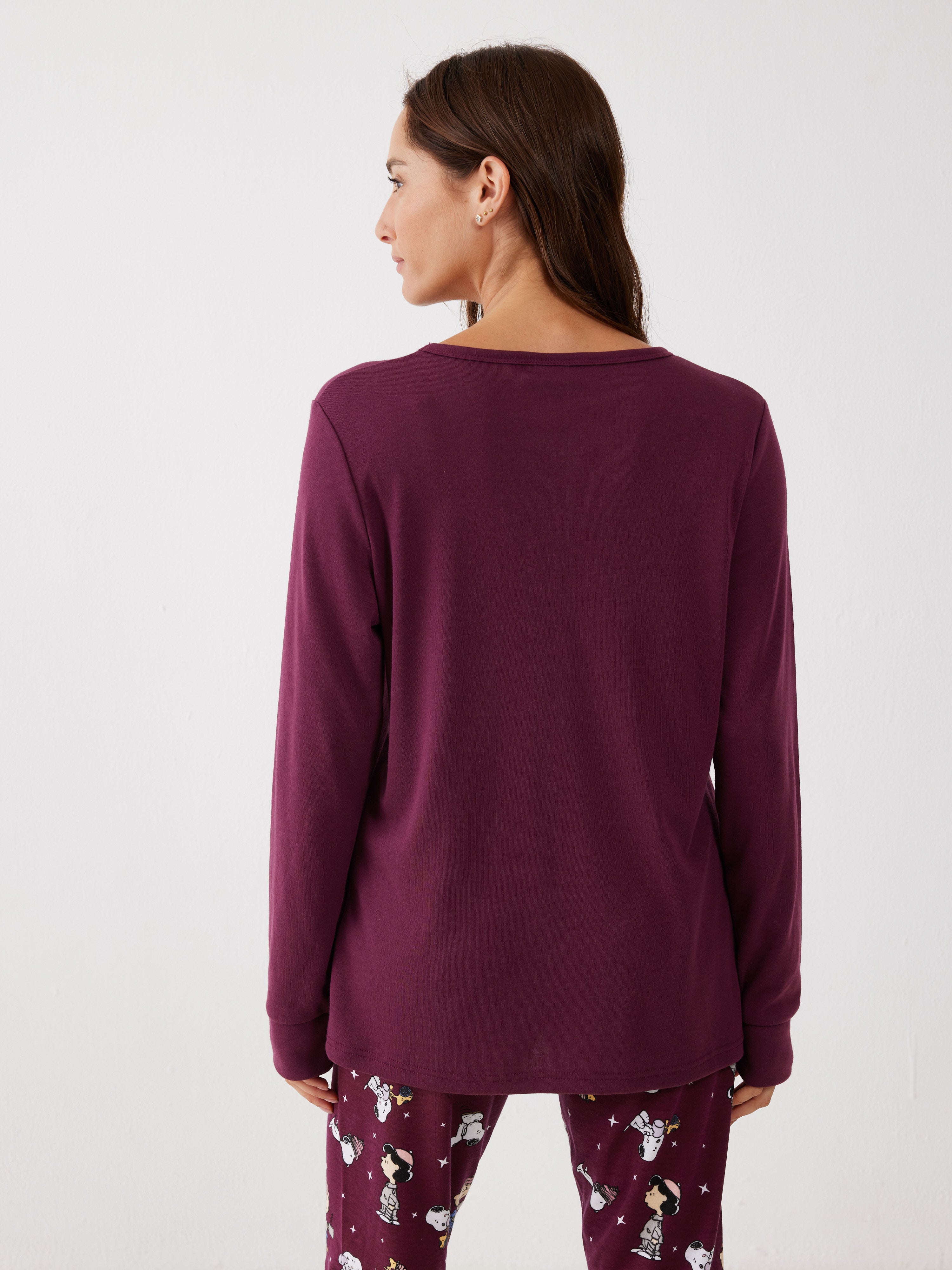 פיג'מה סנופי אינטרלוק - בורדו