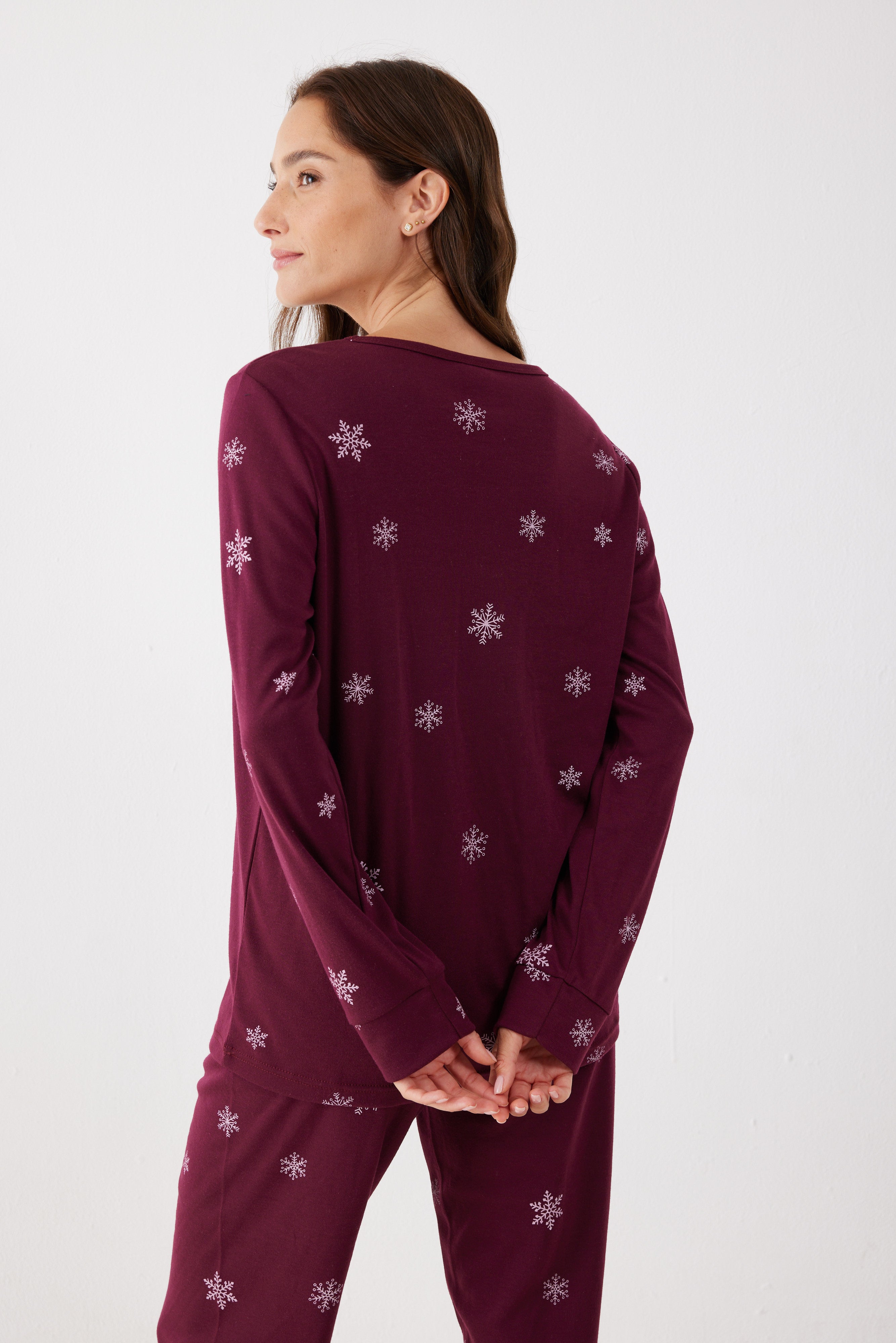פיג'מה סנופי אינטרלוק - בורדו