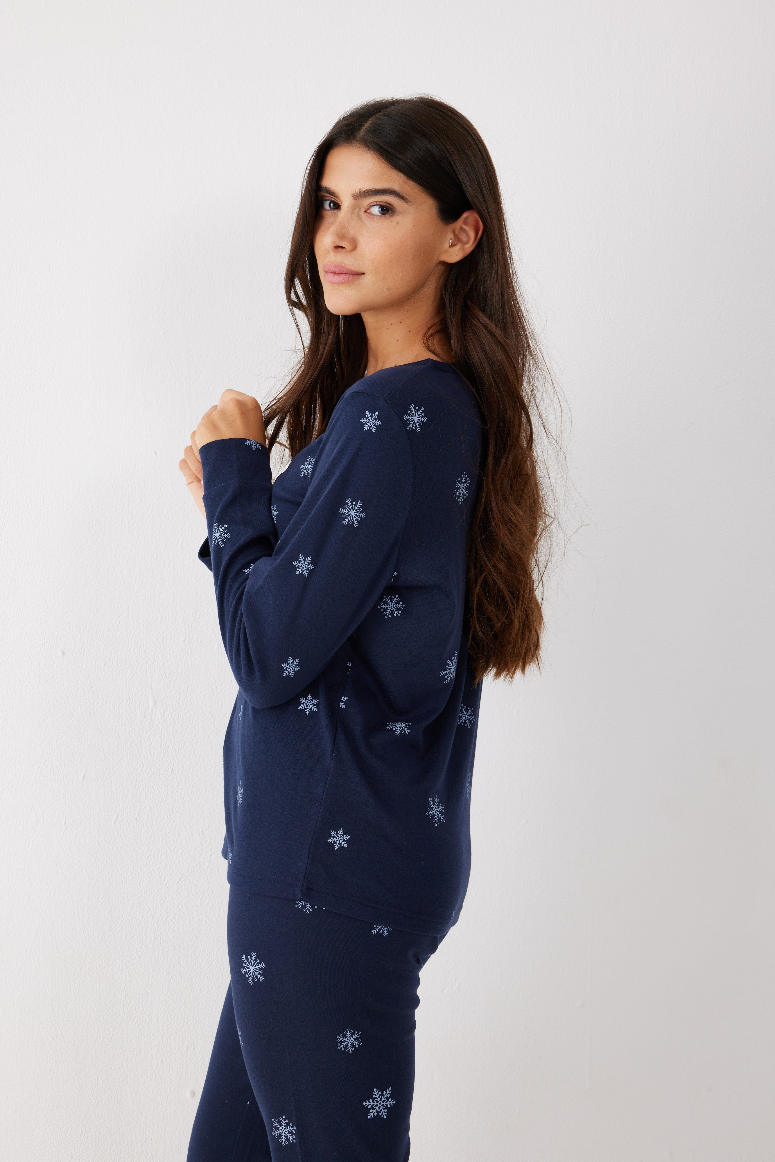 פיג'מה סנופי אינטרלוק - כחול נייבי