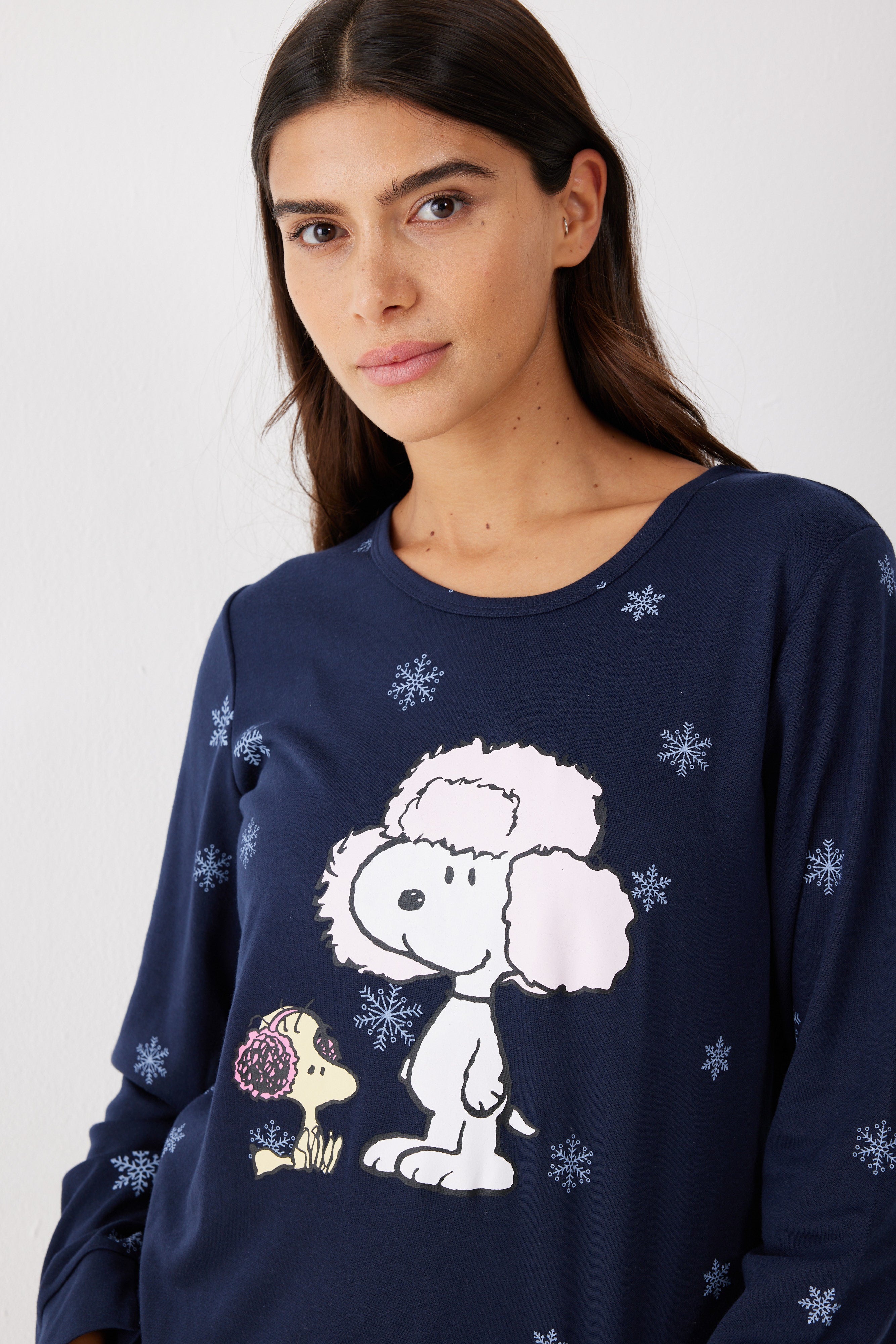 פיג'מה סנופי אינטרלוק - כחול נייבי