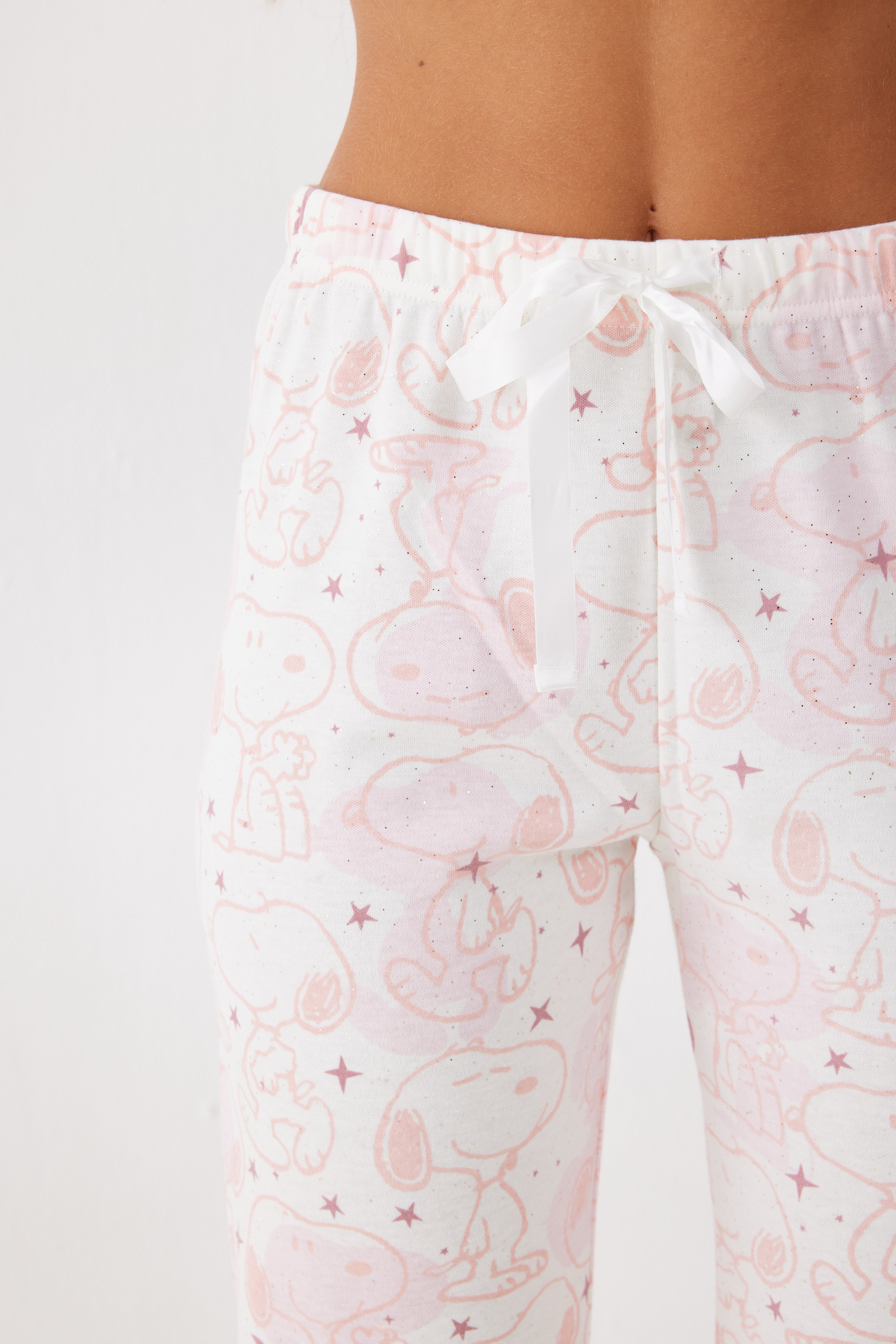 סט פיג'מה סנופי אינטרלוק - ורוד