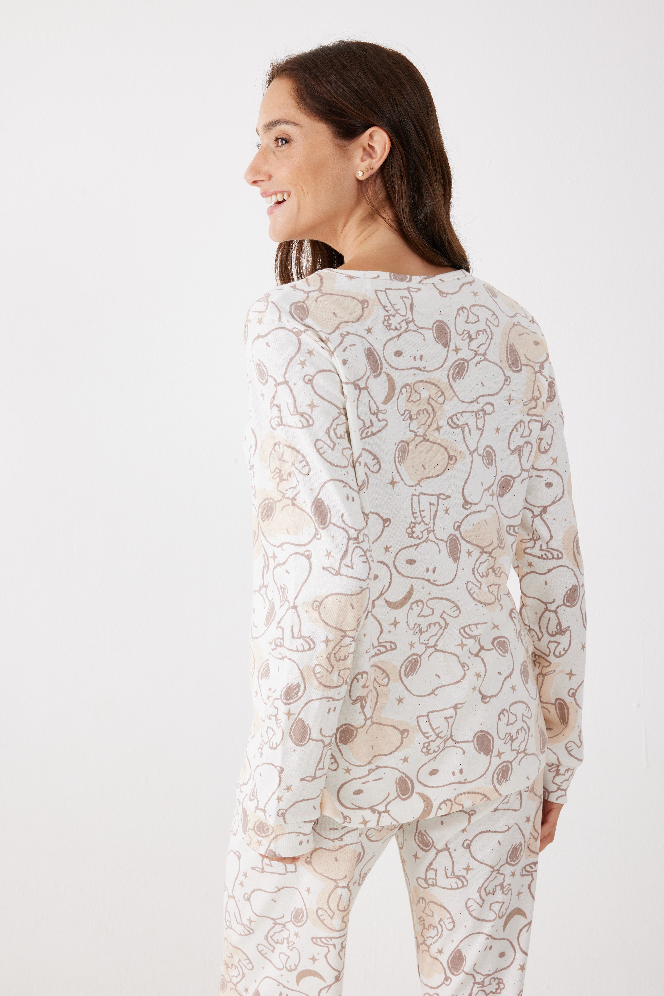 סט פיג'מה סנופי אינטרלוק - בז