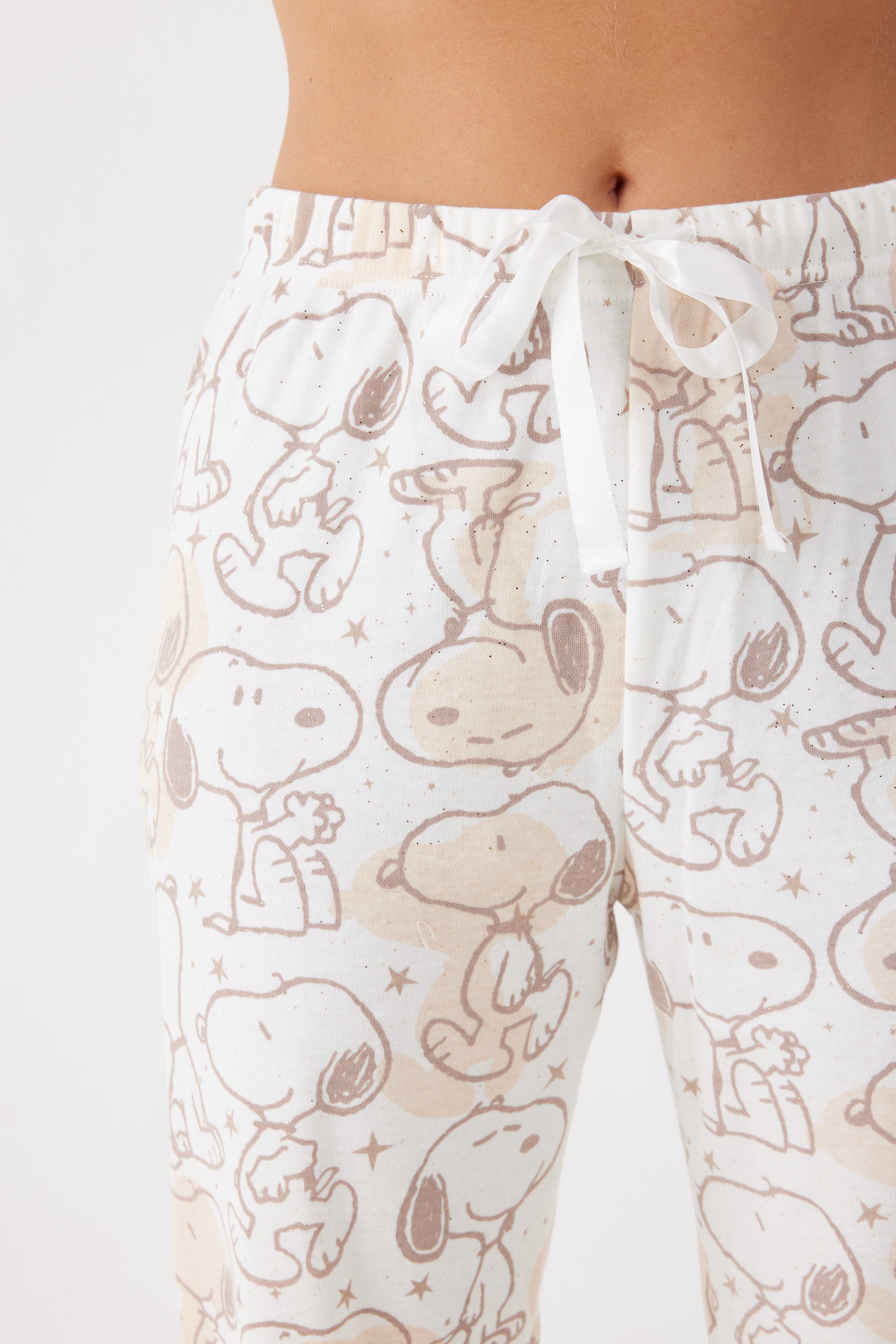 סט פיג'מה סנופי אינטרלוק - בז