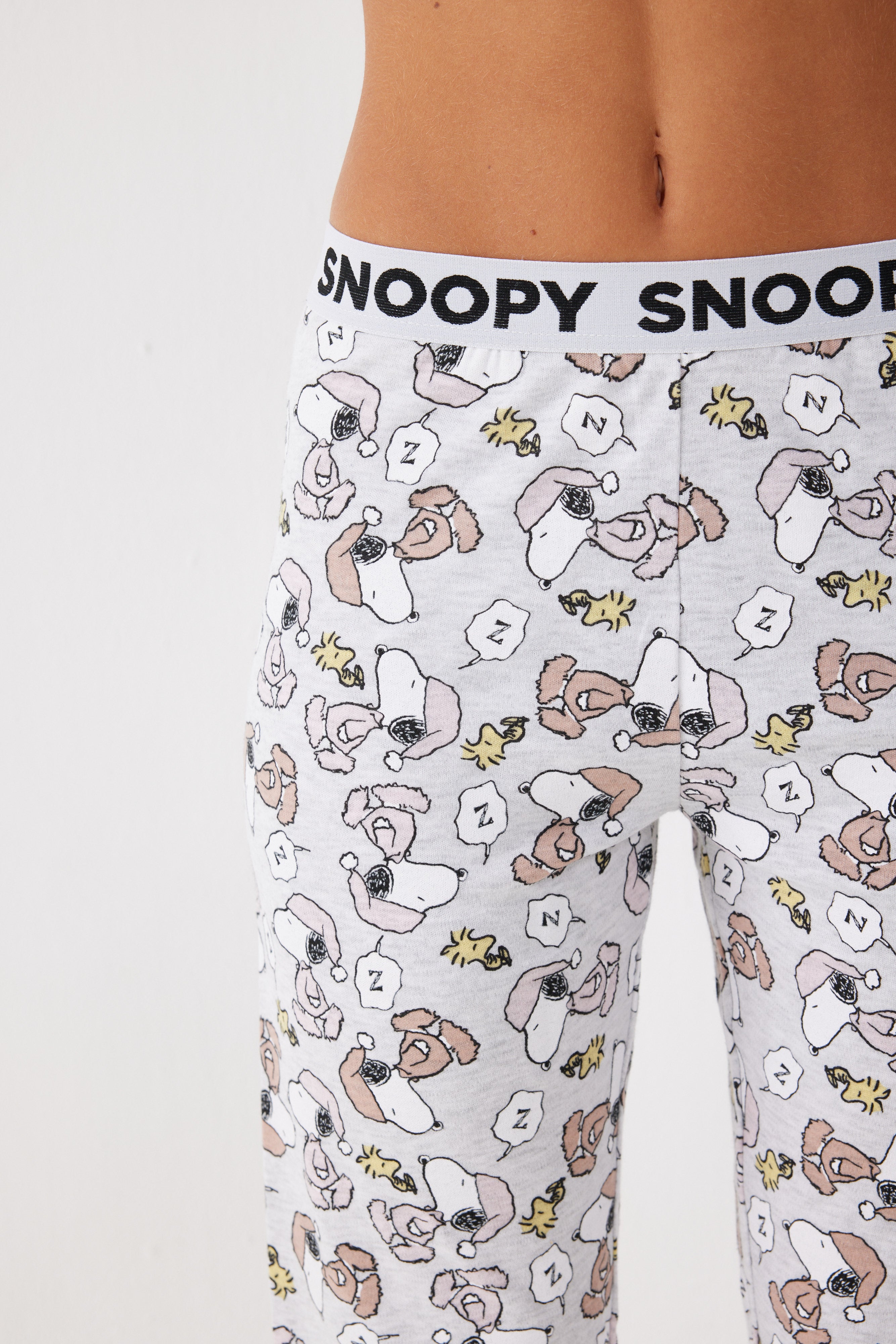 סט פיג'מה סנופי אינטרלוק - אפור מלאנז