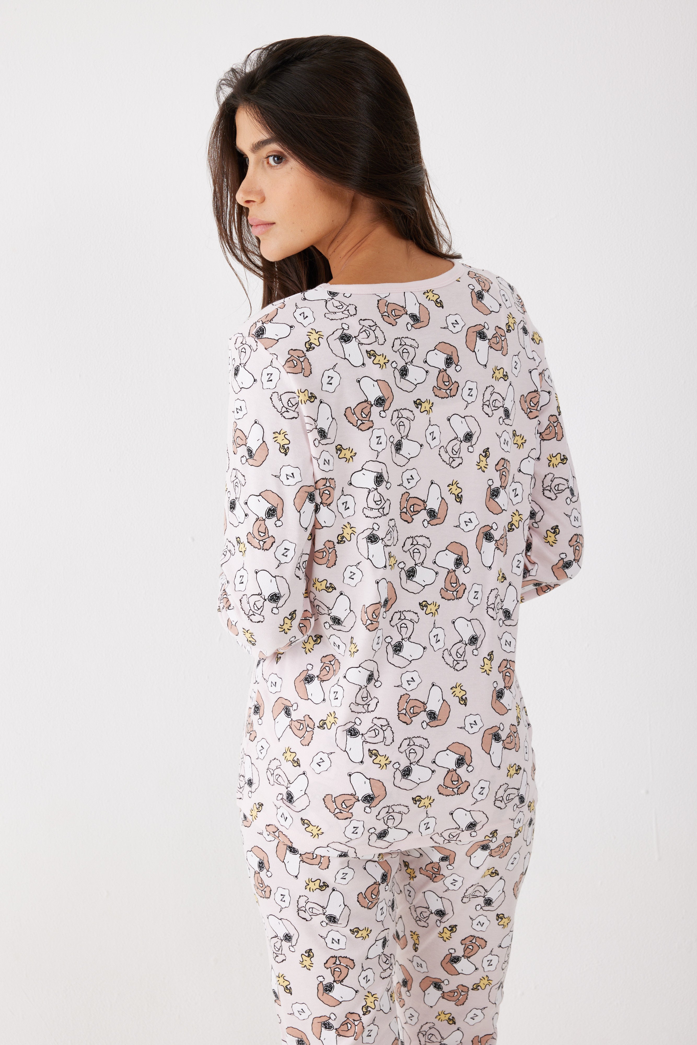 סט פיג'מה סנופי אינטרלוק - ורוד