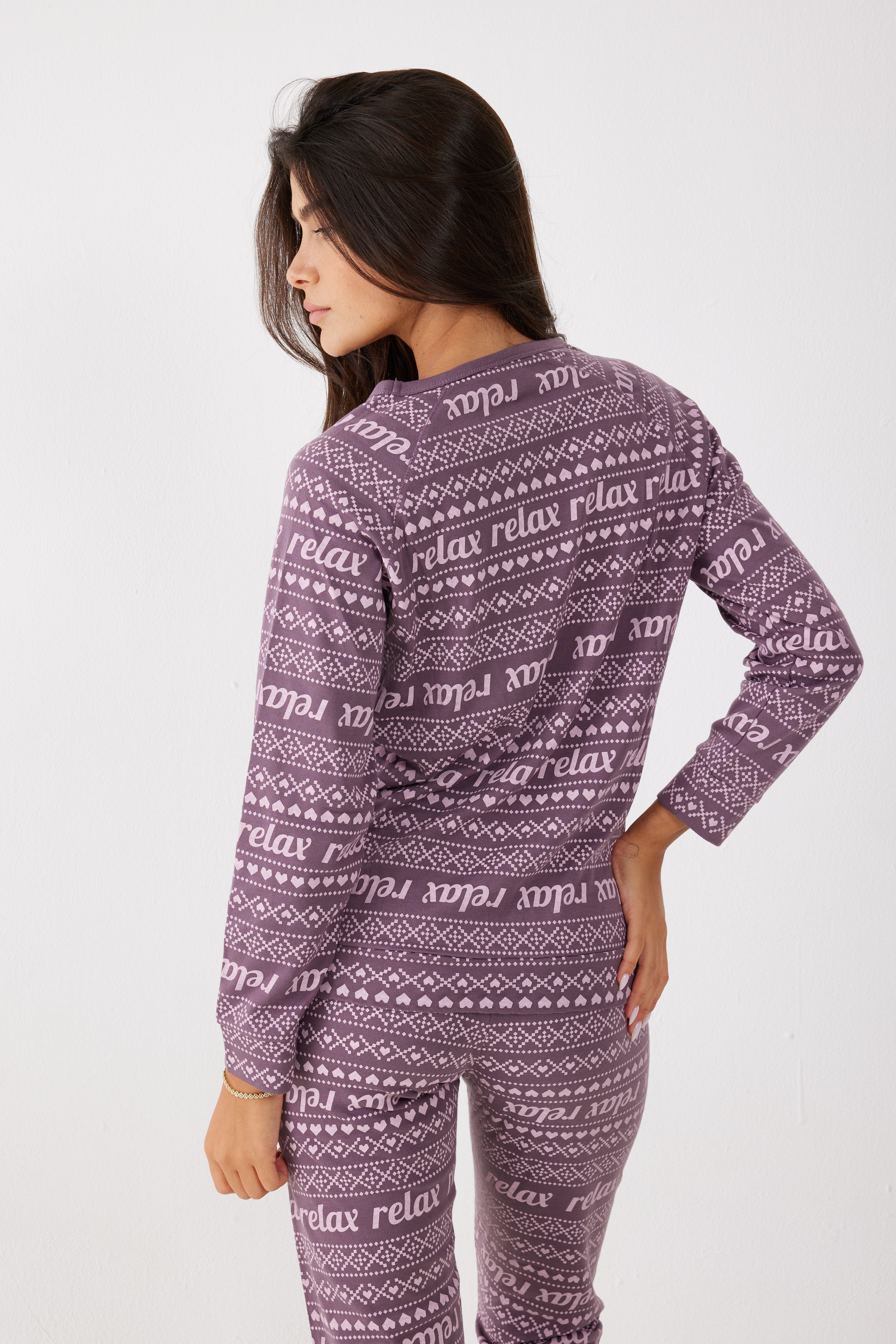 פיג'מה סנופי אינטרלוק - סגול**