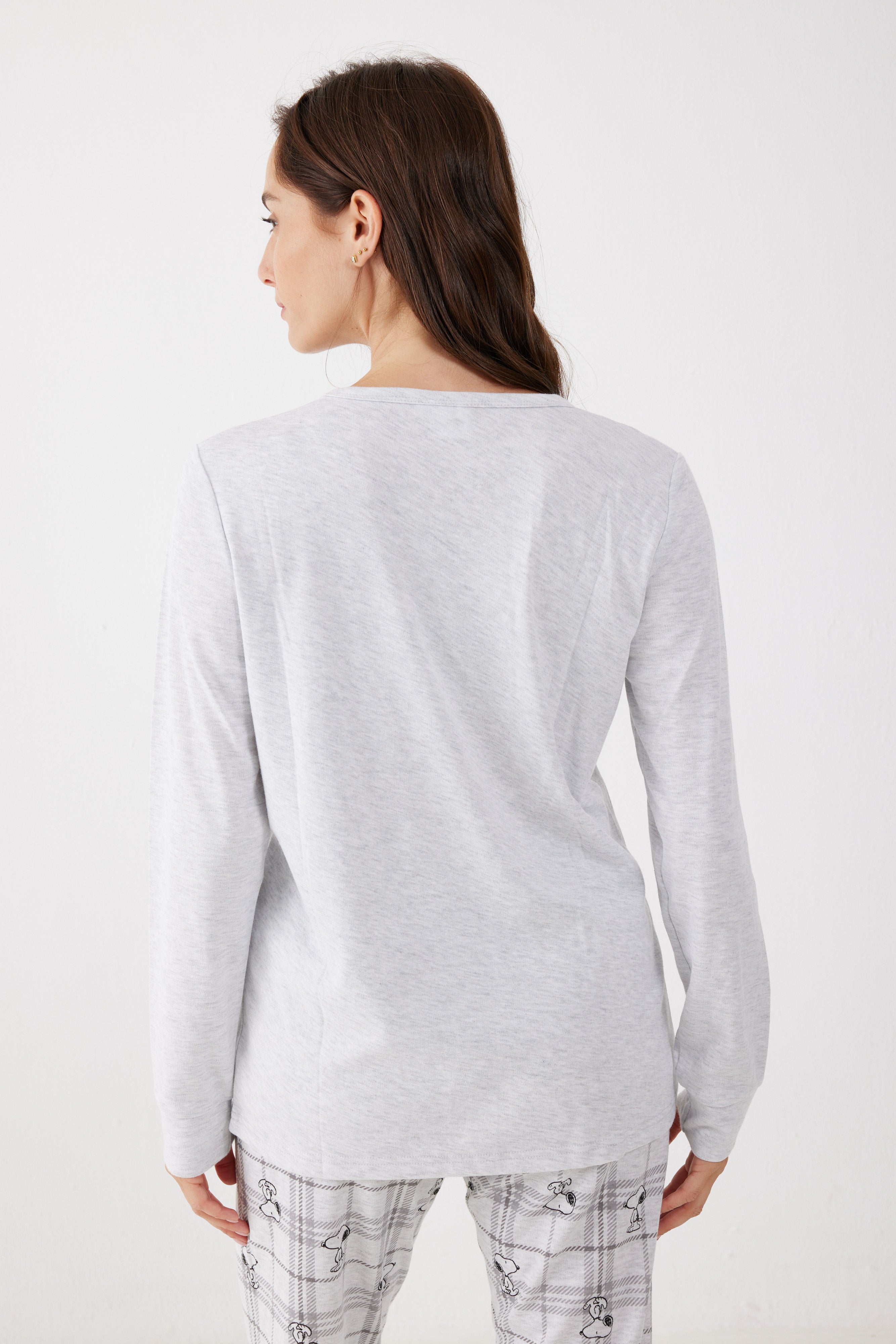 פיג'מה סנופי אינטרלוק - אפור מלאנז