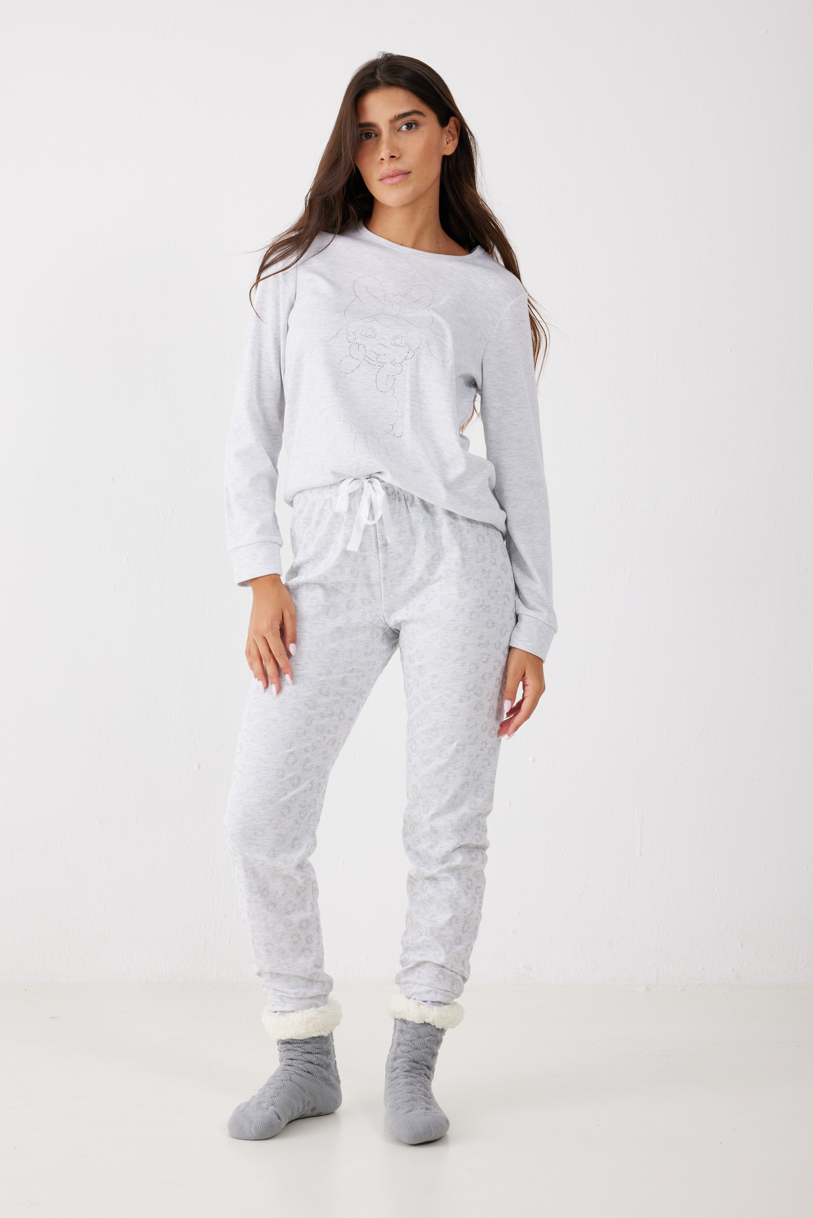 פיג'מה פיפה אינטרלוק - אפור מלאנז