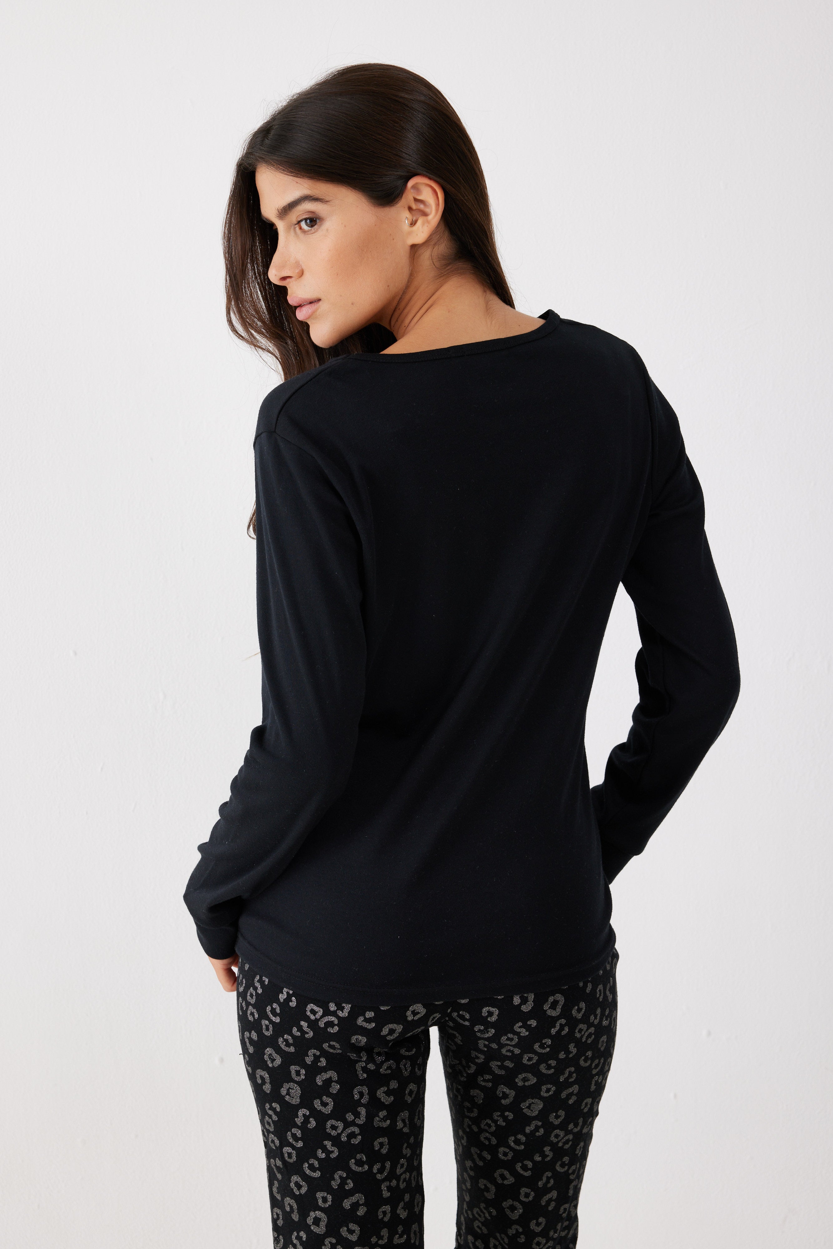 פיג'מה פיפה אינטרלוק - שחור